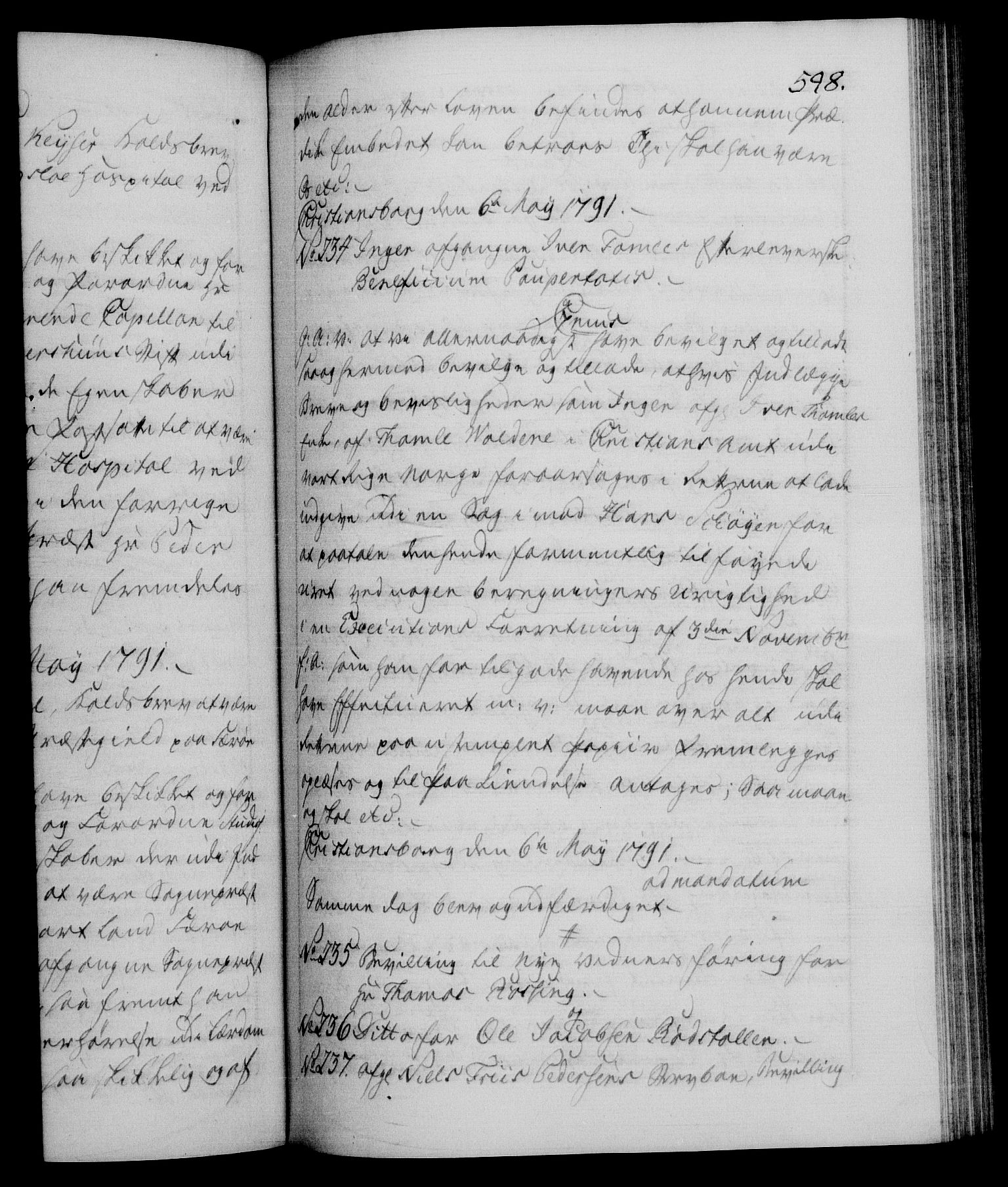 Danske Kanselli 1572-1799, AV/RA-EA-3023/F/Fc/Fca/Fcaa/L0053: Norske registre, 1790-1791, s. 598a