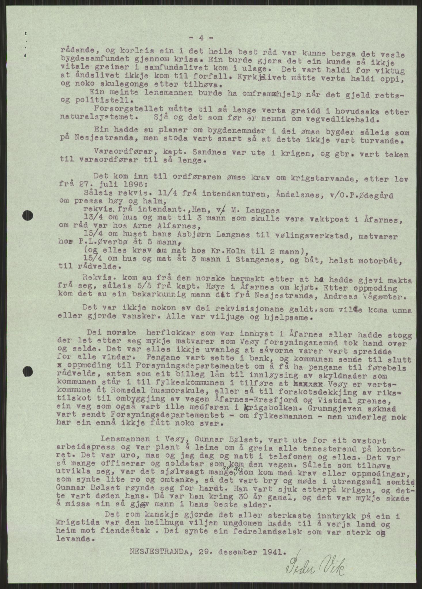 Forsvaret, Forsvarets krigshistoriske avdeling, AV/RA-RAFA-2017/Y/Ya/L0015: II-C-11-31 - Fylkesmenn.  Rapporter om krigsbegivenhetene 1940., 1940, s. 816