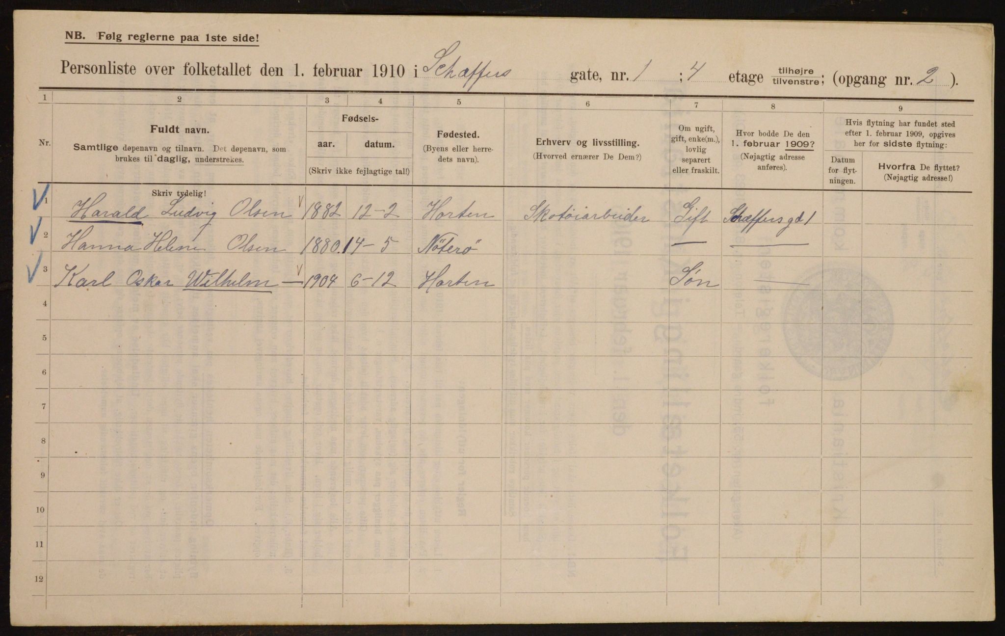 OBA, Kommunal folketelling 1.2.1910 for Kristiania, 1910, s. 88763