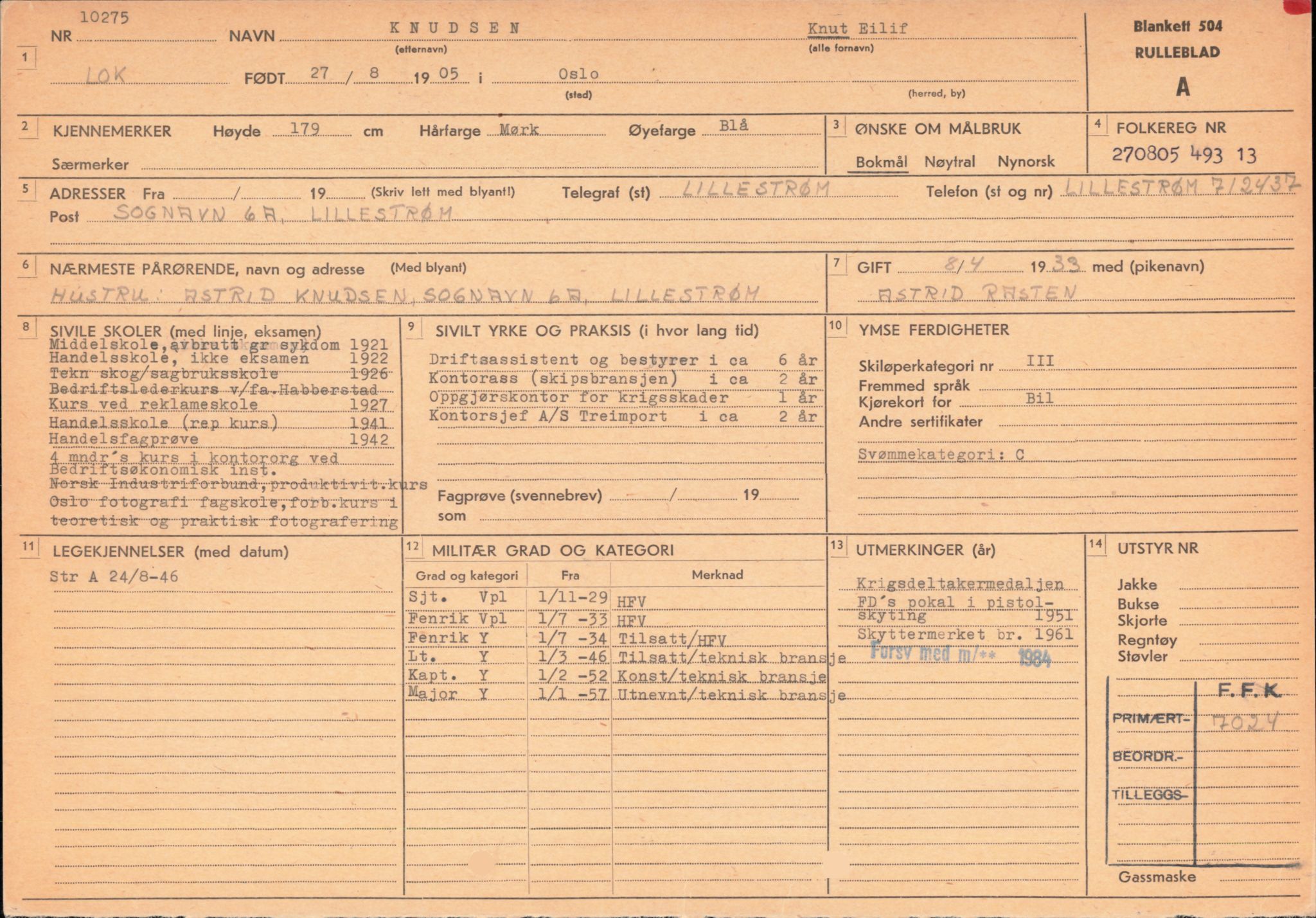 Forsvaret, Forsvarets overkommando/Luftforsvarsstaben, AV/RA-RAFA-4079/P/Pa/L0013: Personellmapper, 1905, s. 323