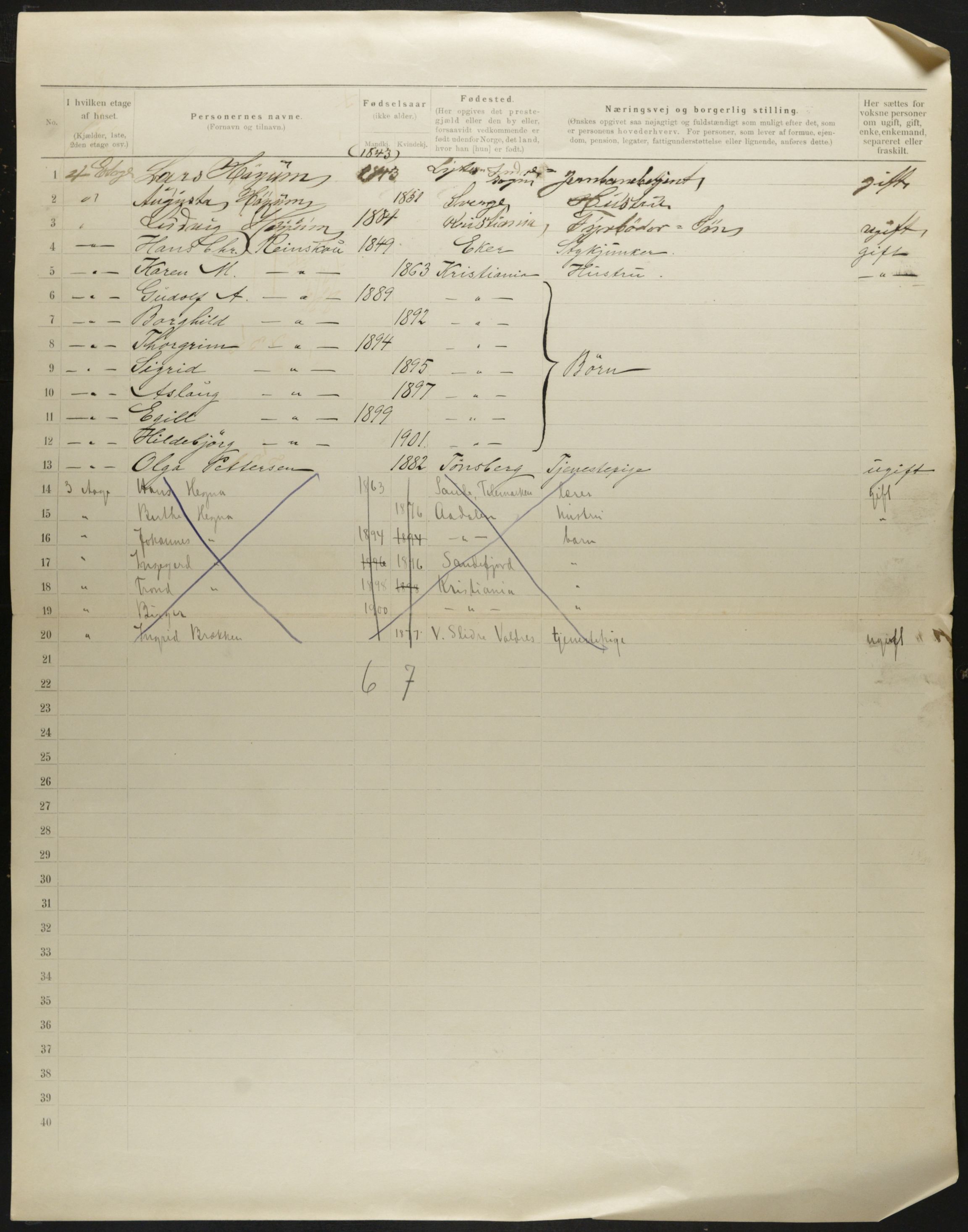 OBA, Kommunal folketelling 31.12.1901 for Kristiania kjøpstad, 1901, s. 439