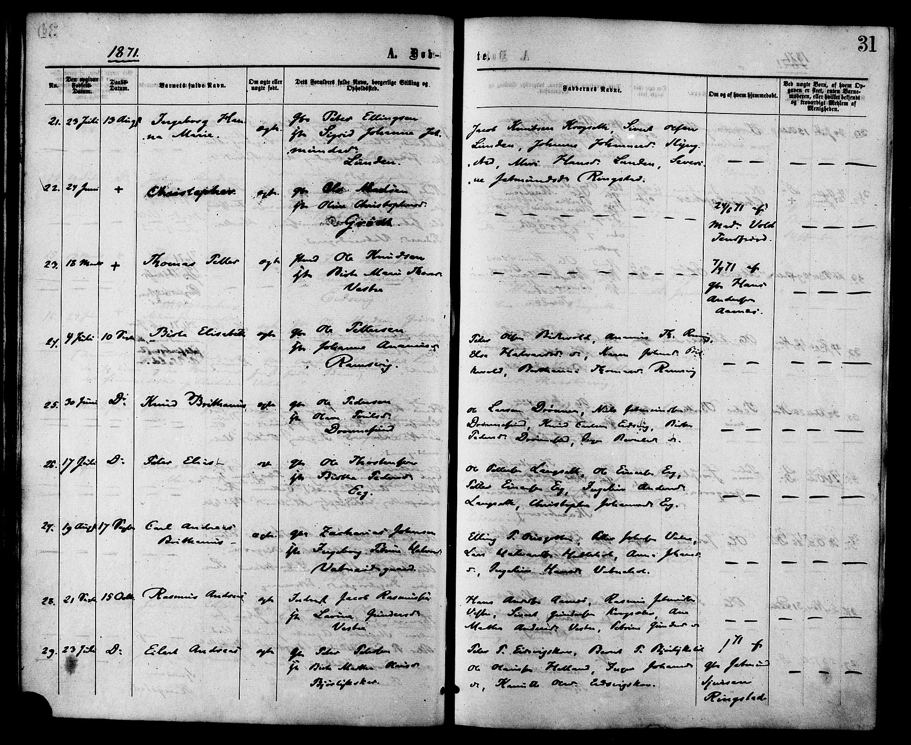 Ministerialprotokoller, klokkerbøker og fødselsregistre - Møre og Romsdal, AV/SAT-A-1454/525/L0373: Ministerialbok nr. 525A03, 1864-1879, s. 31