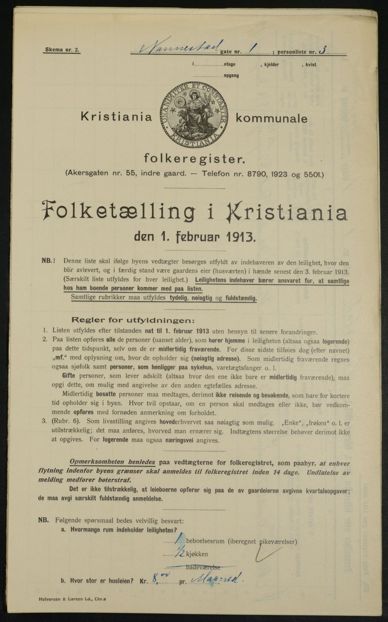 OBA, Kommunal folketelling 1.2.1913 for Kristiania, 1913, s. 68984