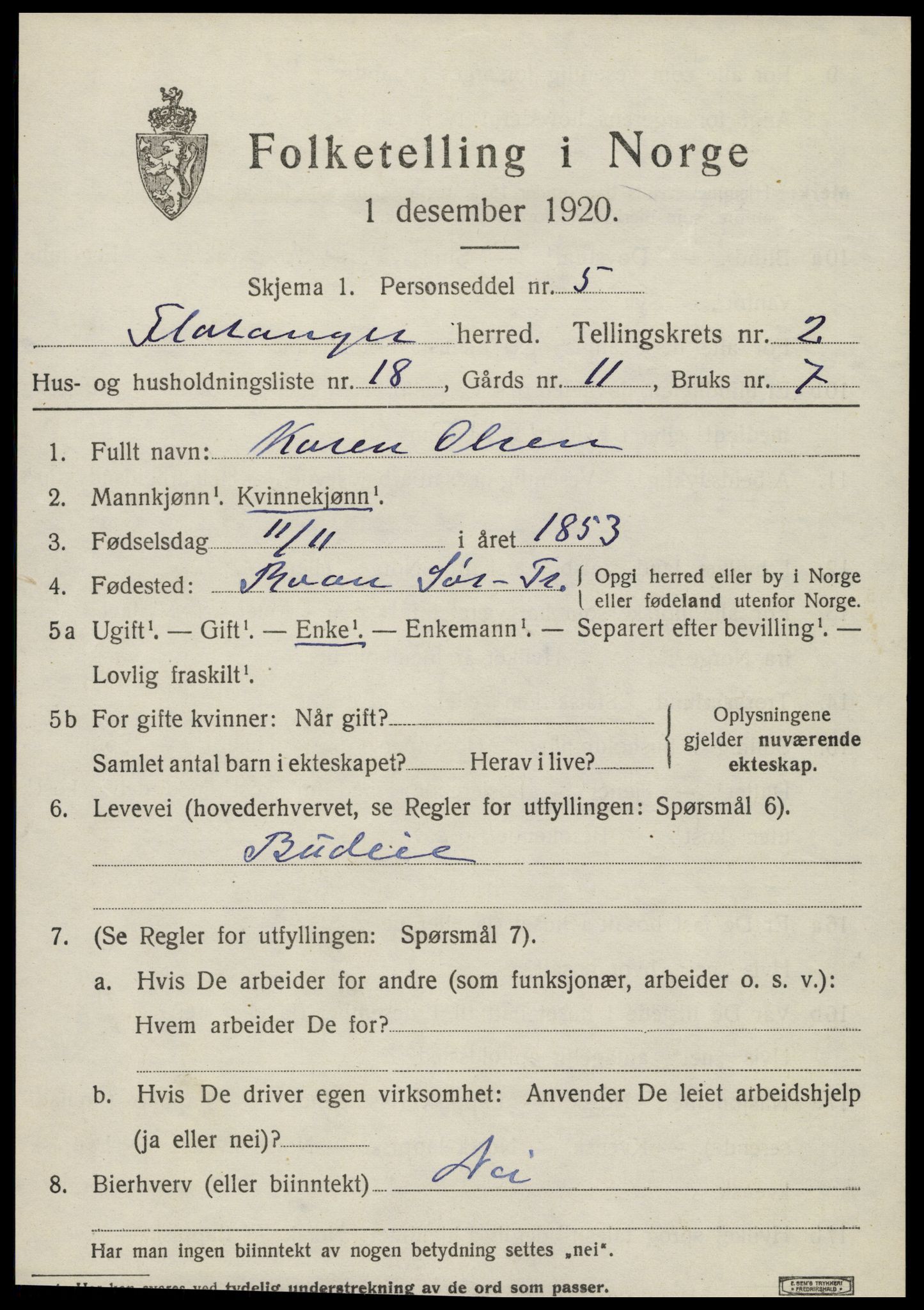 SAT, Folketelling 1920 for 1749 Flatanger herred, 1920, s. 1328