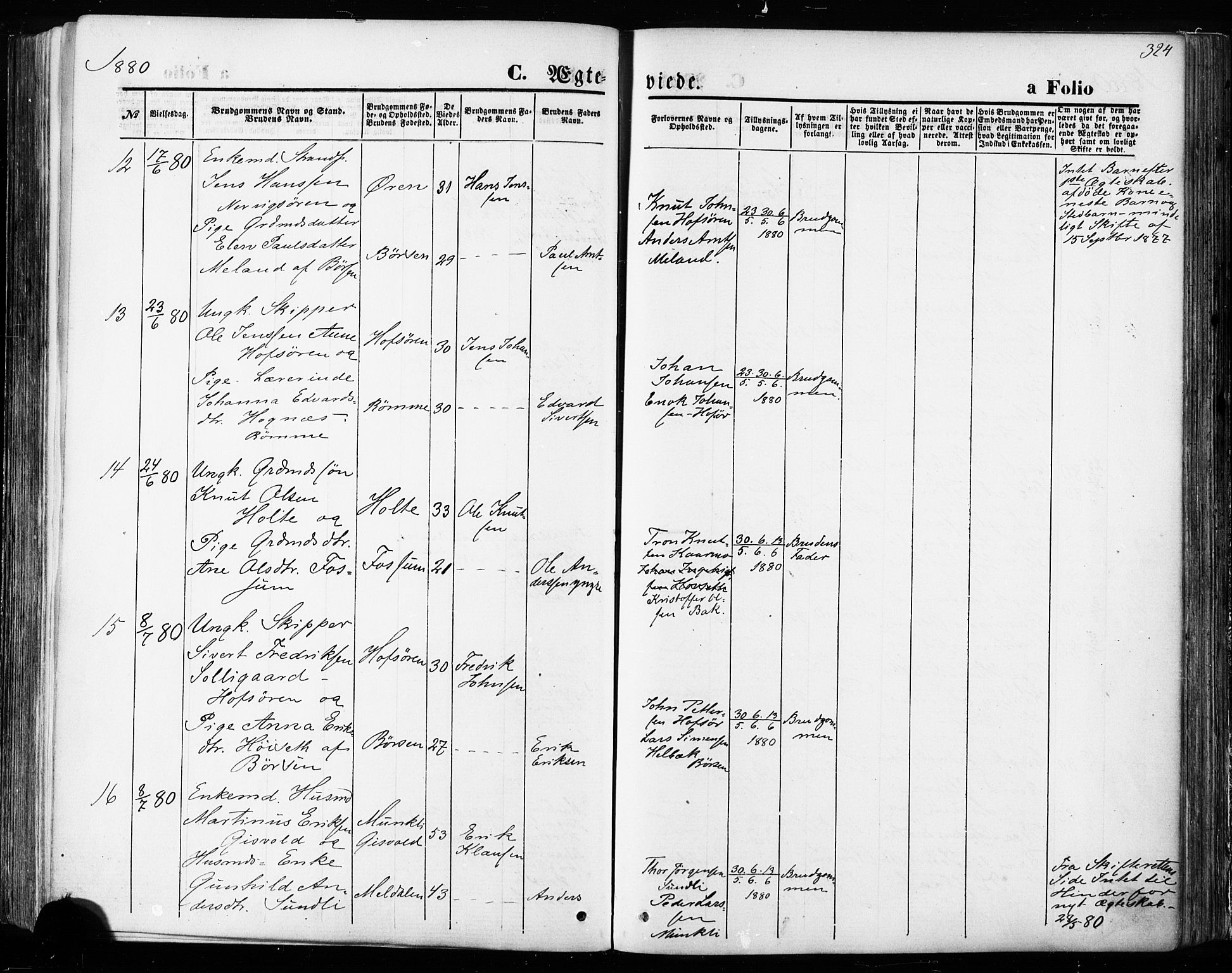 Ministerialprotokoller, klokkerbøker og fødselsregistre - Sør-Trøndelag, SAT/A-1456/668/L0807: Ministerialbok nr. 668A07, 1870-1880, s. 324