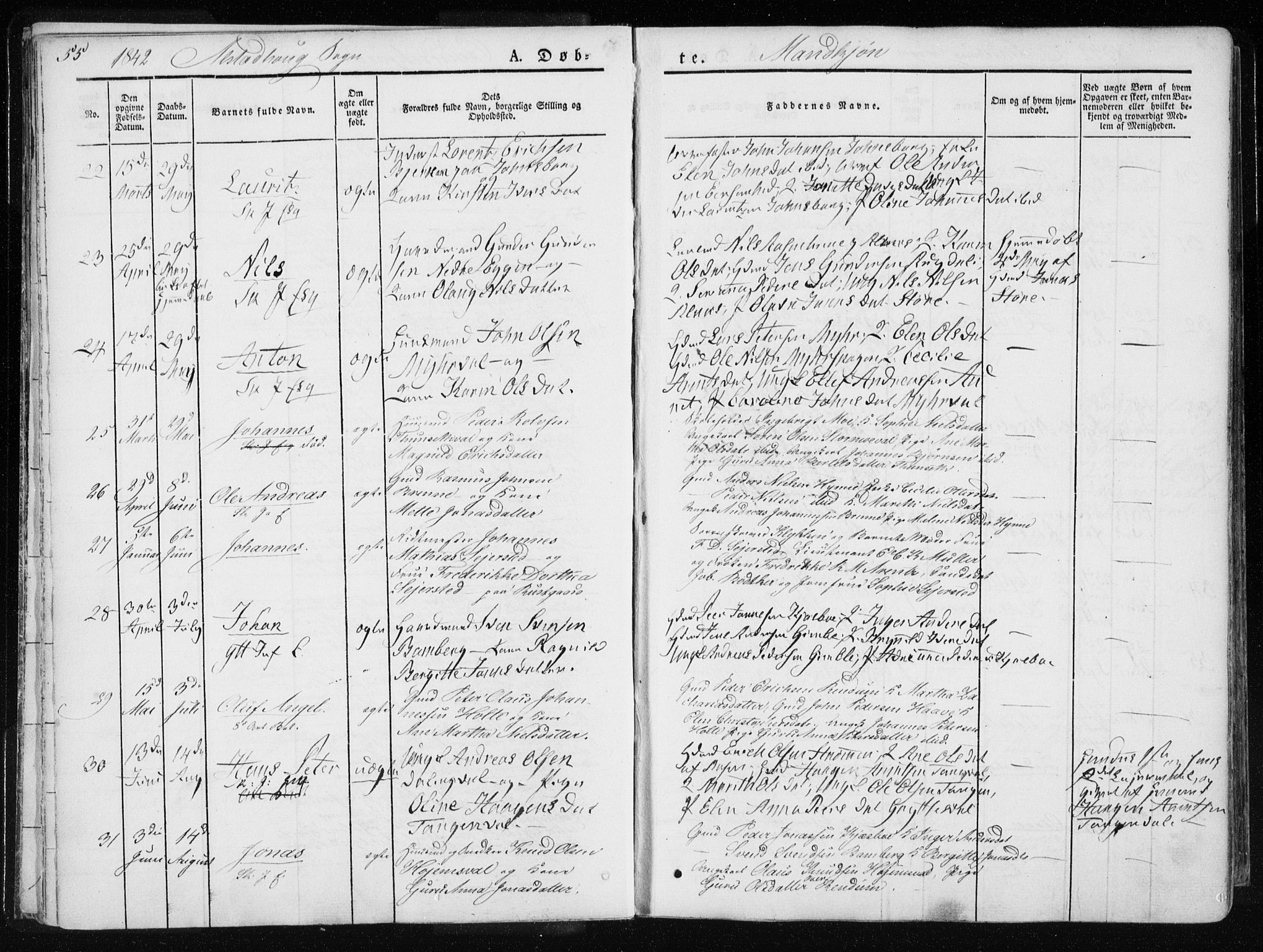 Ministerialprotokoller, klokkerbøker og fødselsregistre - Nord-Trøndelag, SAT/A-1458/717/L0154: Ministerialbok nr. 717A06 /1, 1836-1849, s. 55