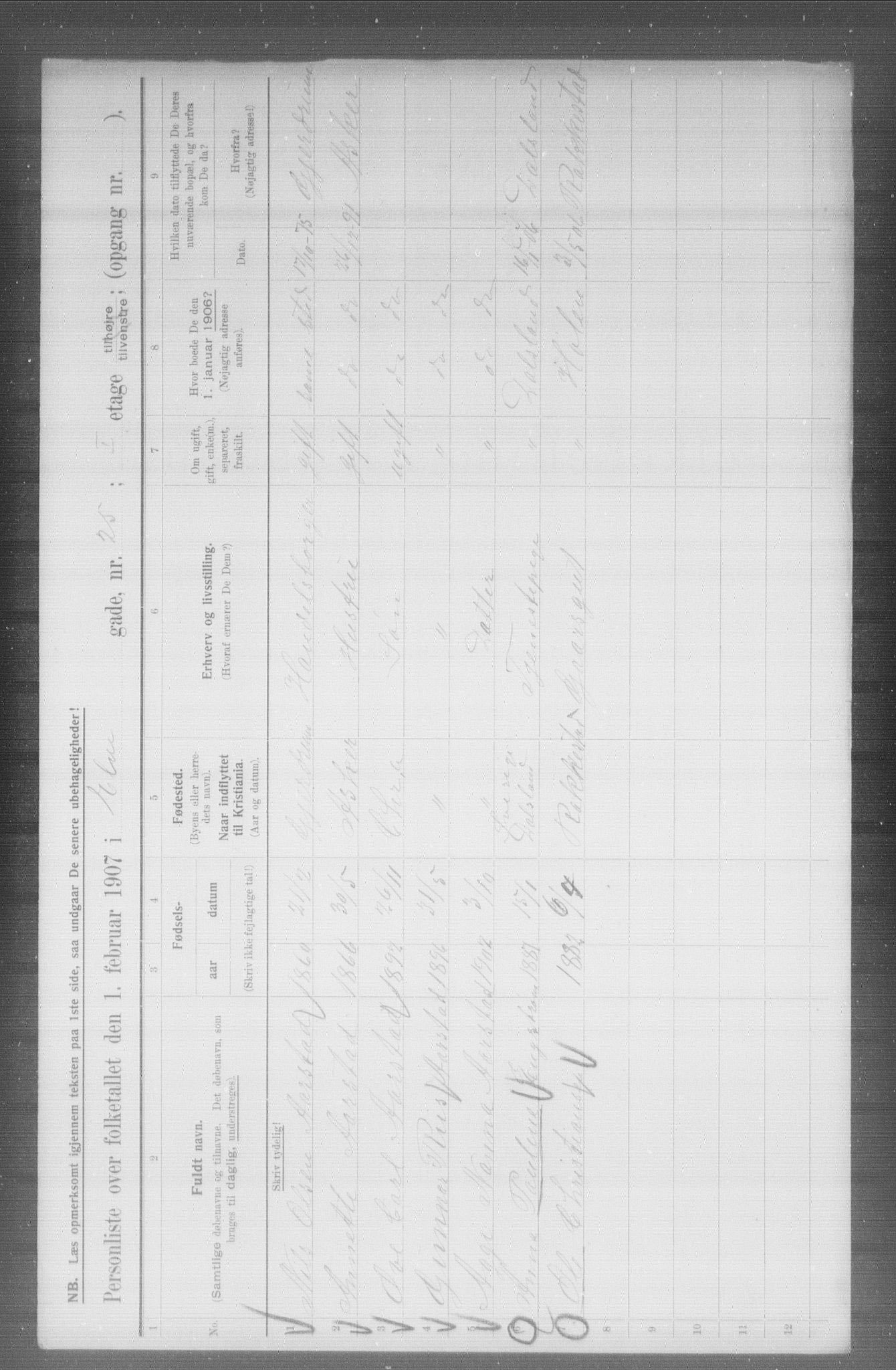 OBA, Kommunal folketelling 1.2.1907 for Kristiania kjøpstad, 1907, s. 10563