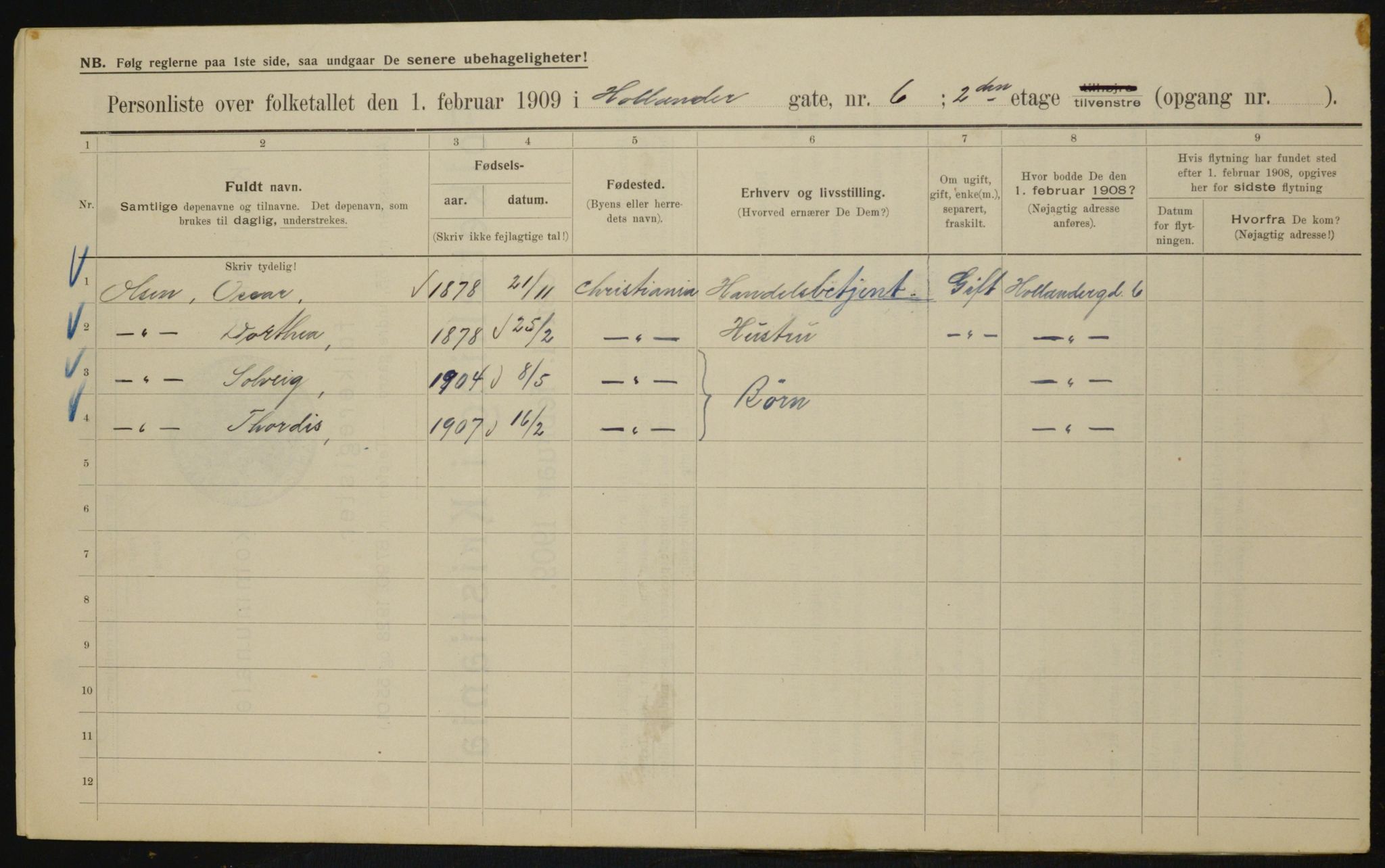 OBA, Kommunal folketelling 1.2.1909 for Kristiania kjøpstad, 1909, s. 36943