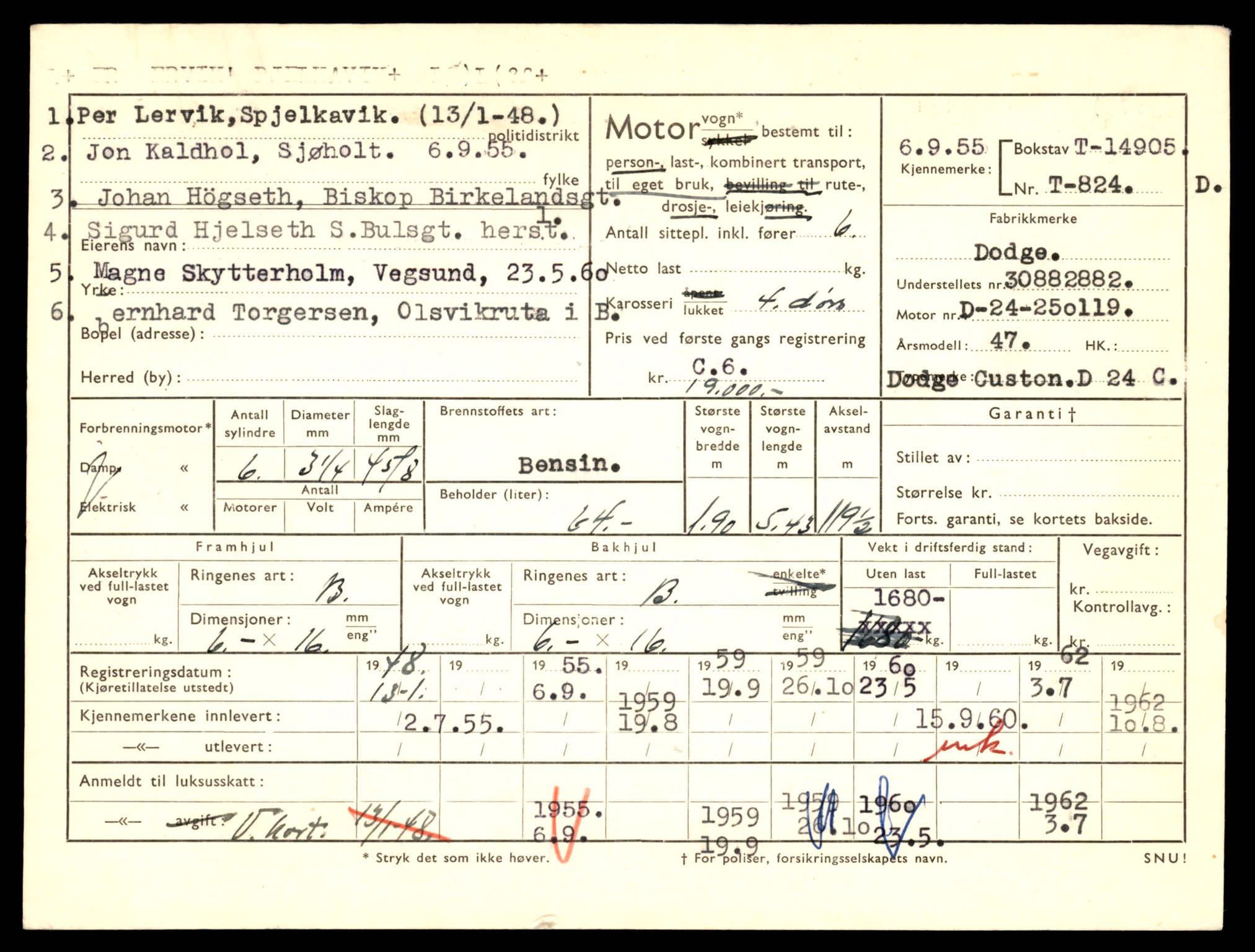 Møre og Romsdal vegkontor - Ålesund trafikkstasjon, AV/SAT-A-4099/F/Fe/L0049: Registreringskort for kjøretøy T 14864 - T 18613, 1927-1998, s. 947