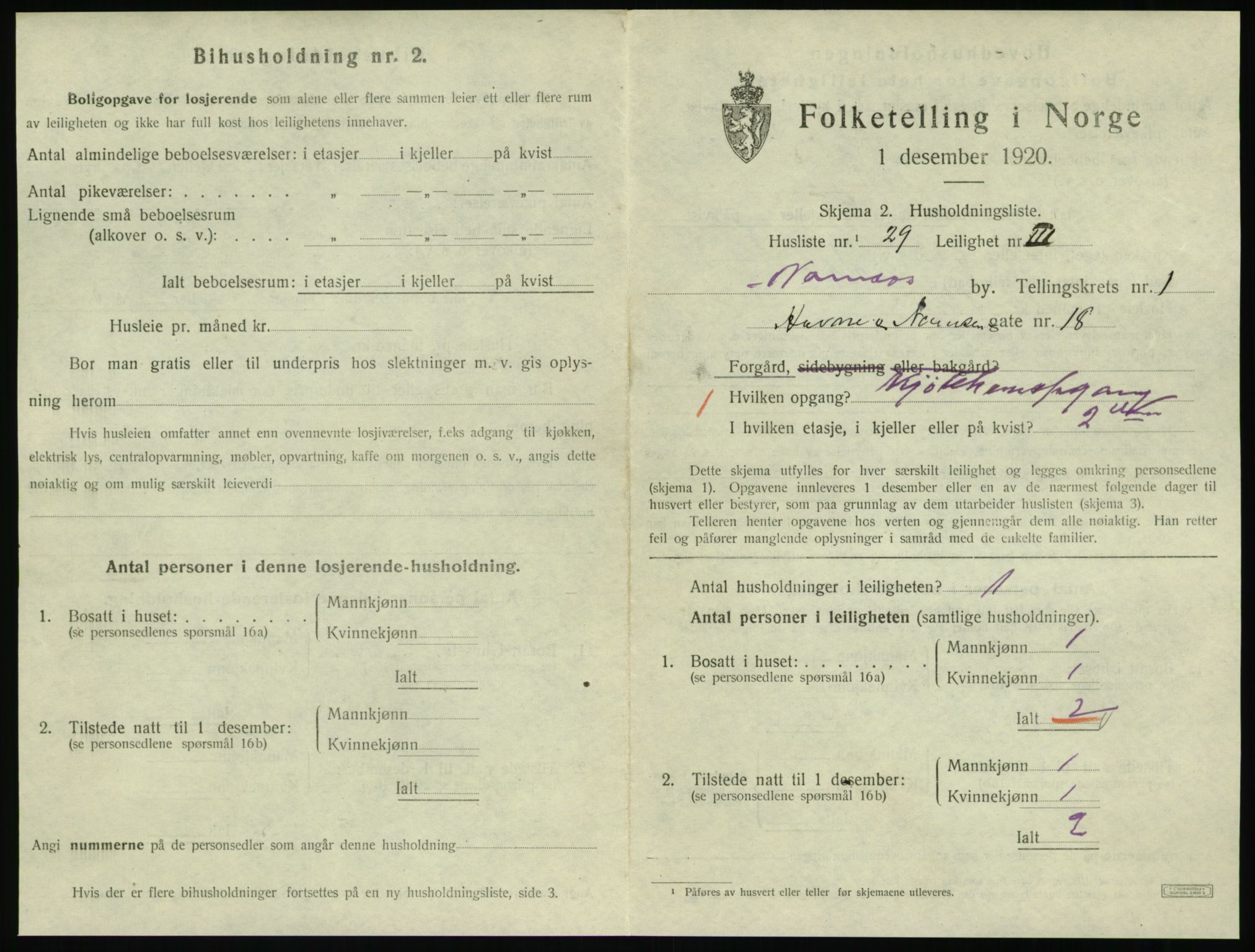 SAT, Folketelling 1920 for 1703 Namsos ladested, 1920, s. 871