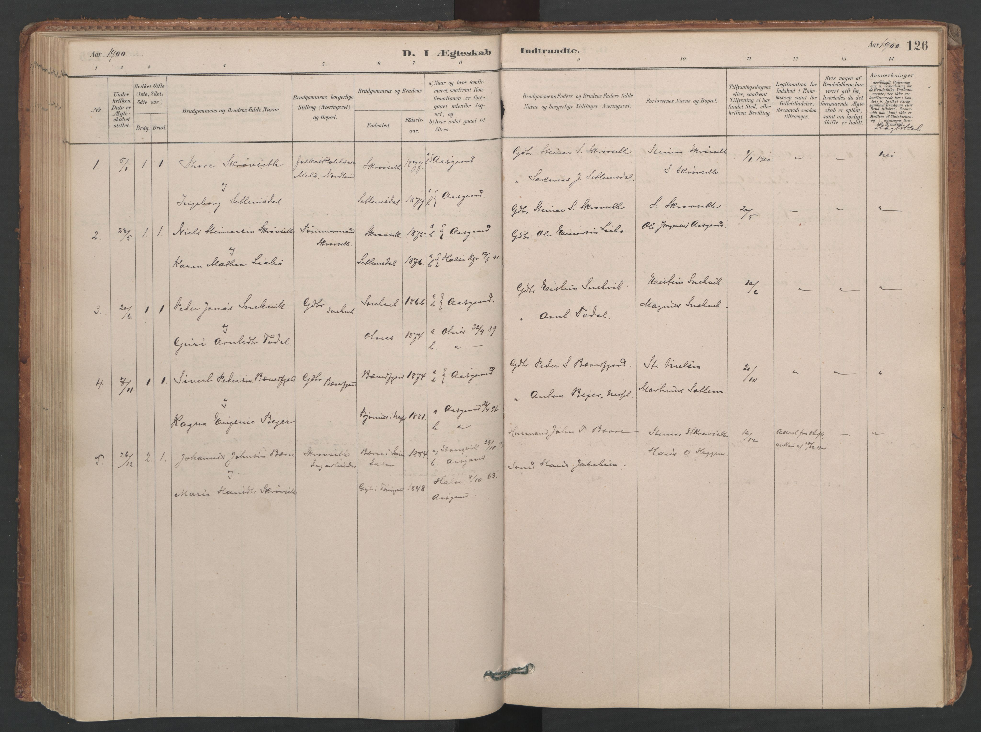 Ministerialprotokoller, klokkerbøker og fødselsregistre - Møre og Romsdal, AV/SAT-A-1454/594/L1036: Ministerialbok nr. 594A02 (?), 1879-1910, s. 126