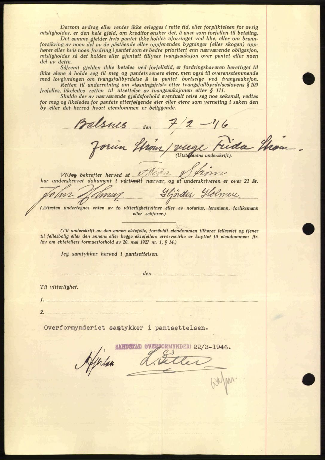 Hitra sorenskriveri, AV/SAT-A-0018/2/2C/2Ca: Pantebok nr. B1, 1939-1949, Dagboknr: 201/1946
