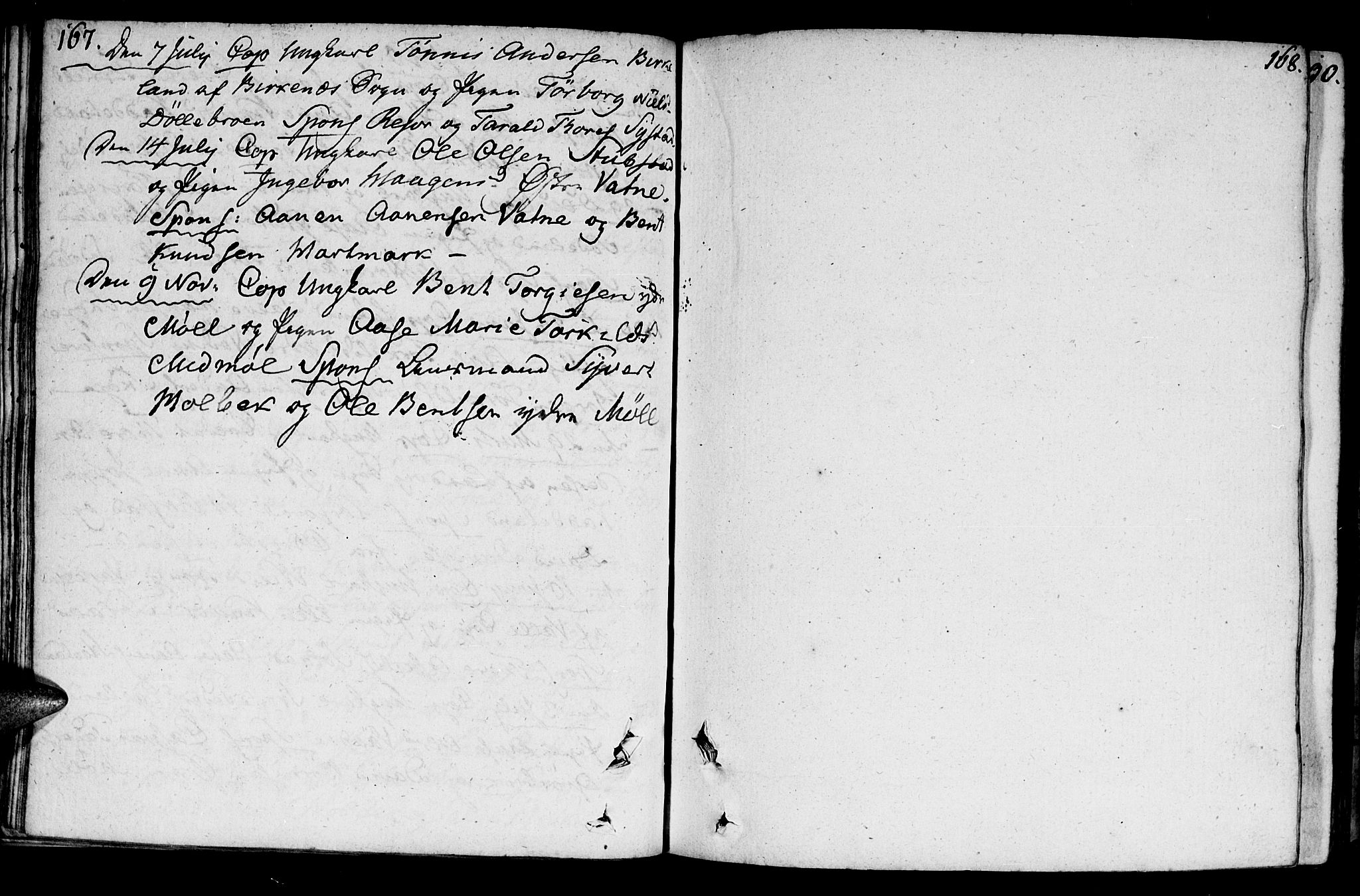 Holum sokneprestkontor, AV/SAK-1111-0022/F/Fa/Faa/L0003: Ministerialbok nr. A 3, 1780-1821, s. 167-168