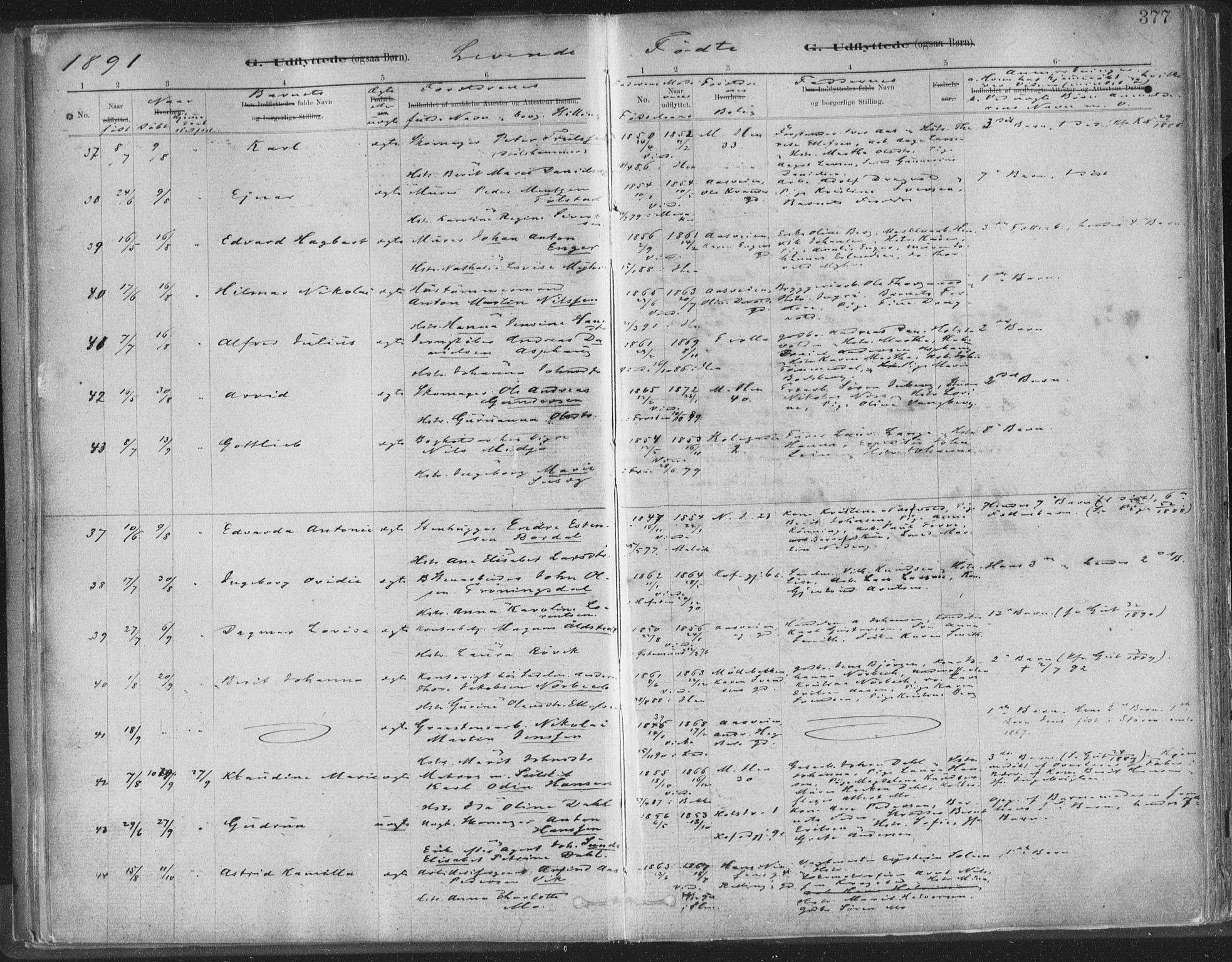Ministerialprotokoller, klokkerbøker og fødselsregistre - Sør-Trøndelag, SAT/A-1456/603/L0163: Ministerialbok nr. 603A02, 1879-1895, s. 377