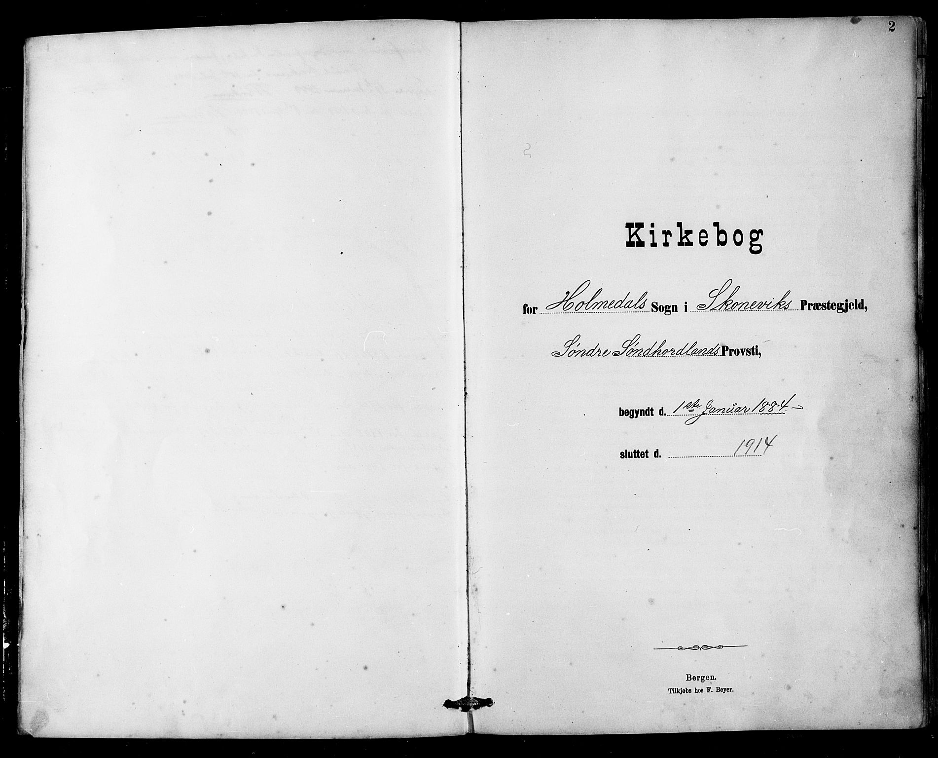 Husnes Sokneprestembete, AV/SAB-A-75901/H/Hab: Klokkerbok nr. B 2, 1884-1914, s. 2