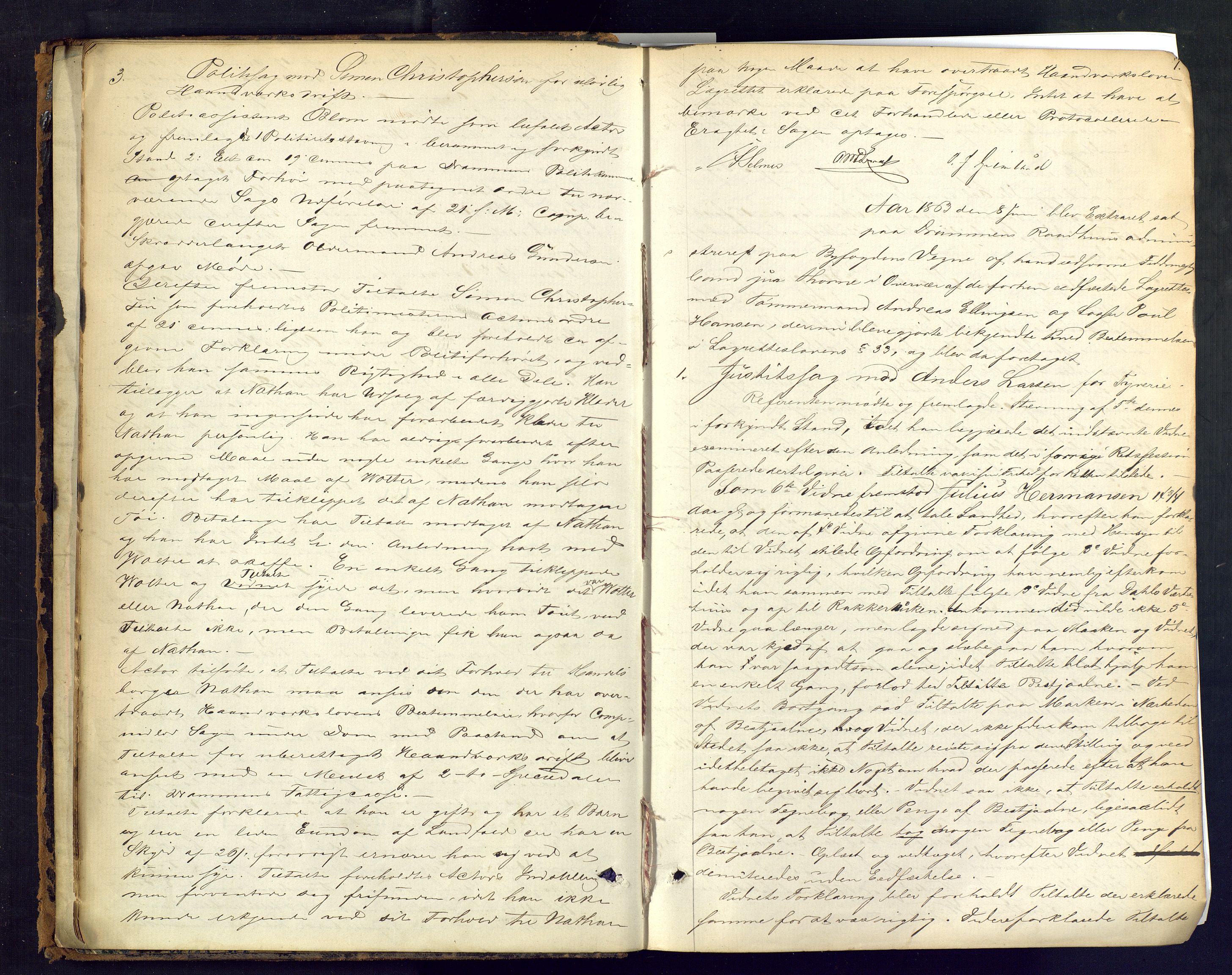 Drammen byfogd, AV/SAKO-A-222/F/Fe/L0010: Ekstrarettsprotokoll, 1863-1868, s. 7