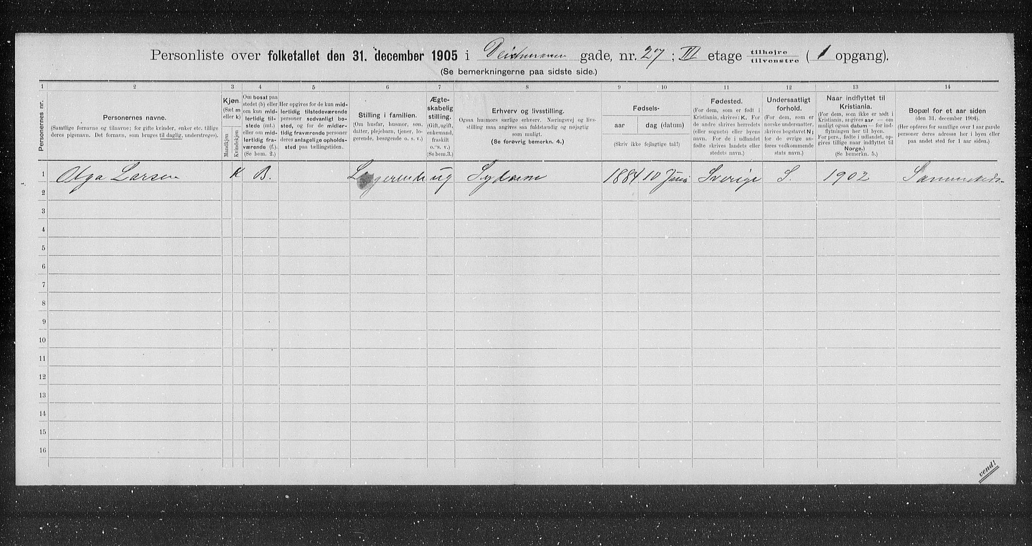 OBA, Kommunal folketelling 31.12.1905 for Kristiania kjøpstad, 1905, s. 8212