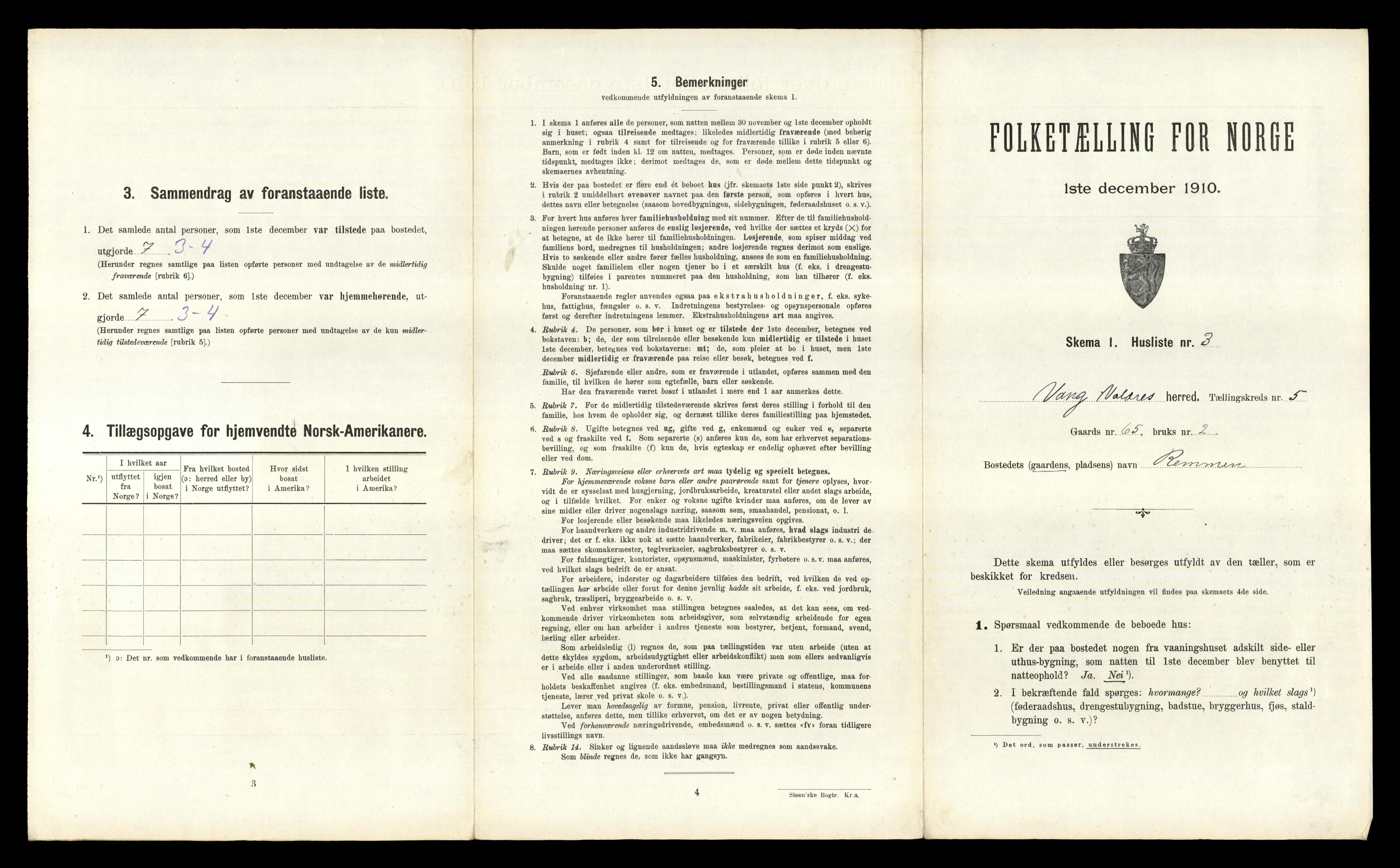 RA, Folketelling 1910 for 0545 Vang herred, 1910, s. 399