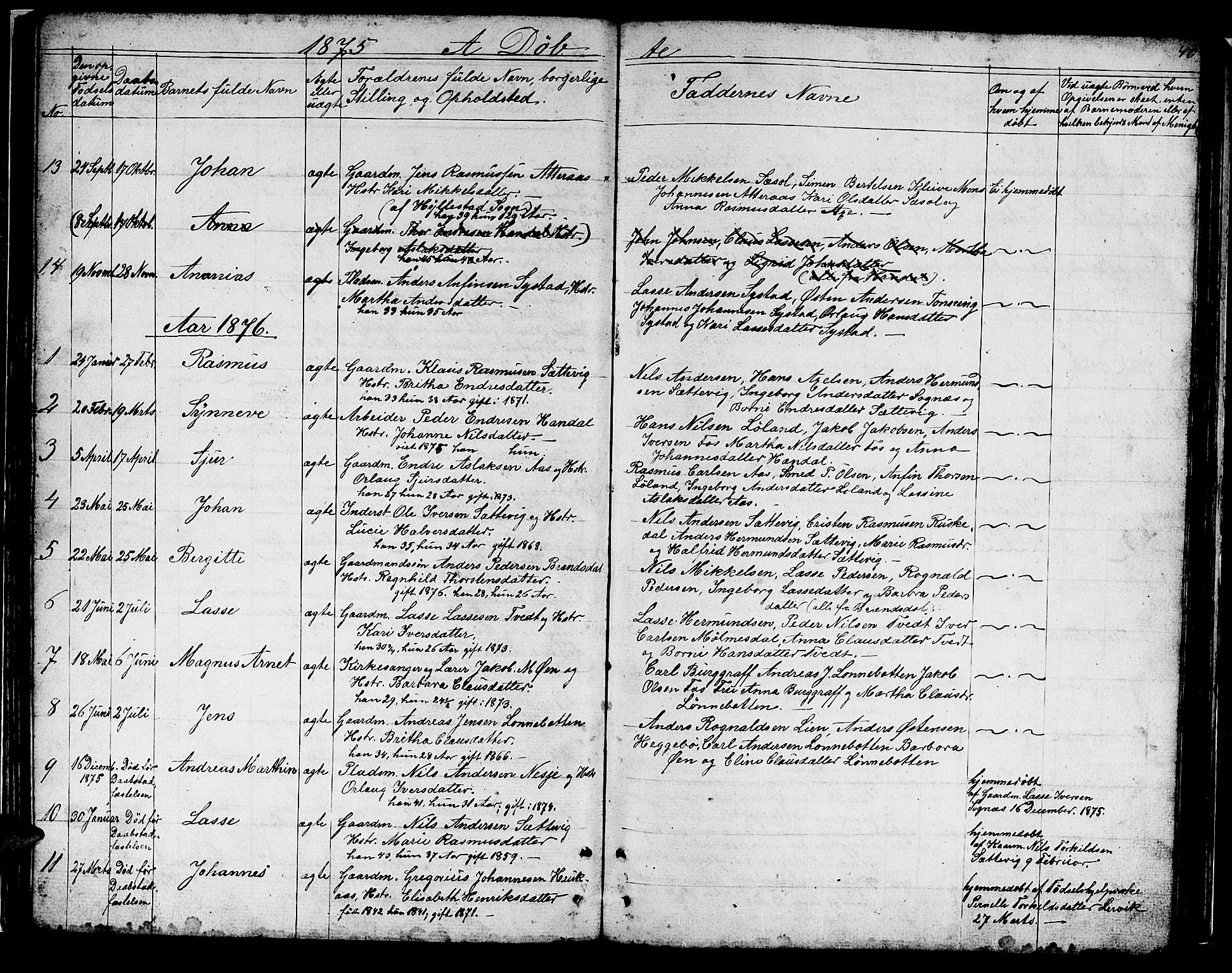 Hyllestad sokneprestembete, AV/SAB-A-80401: Klokkerbok nr. B 1, 1854-1889, s. 40