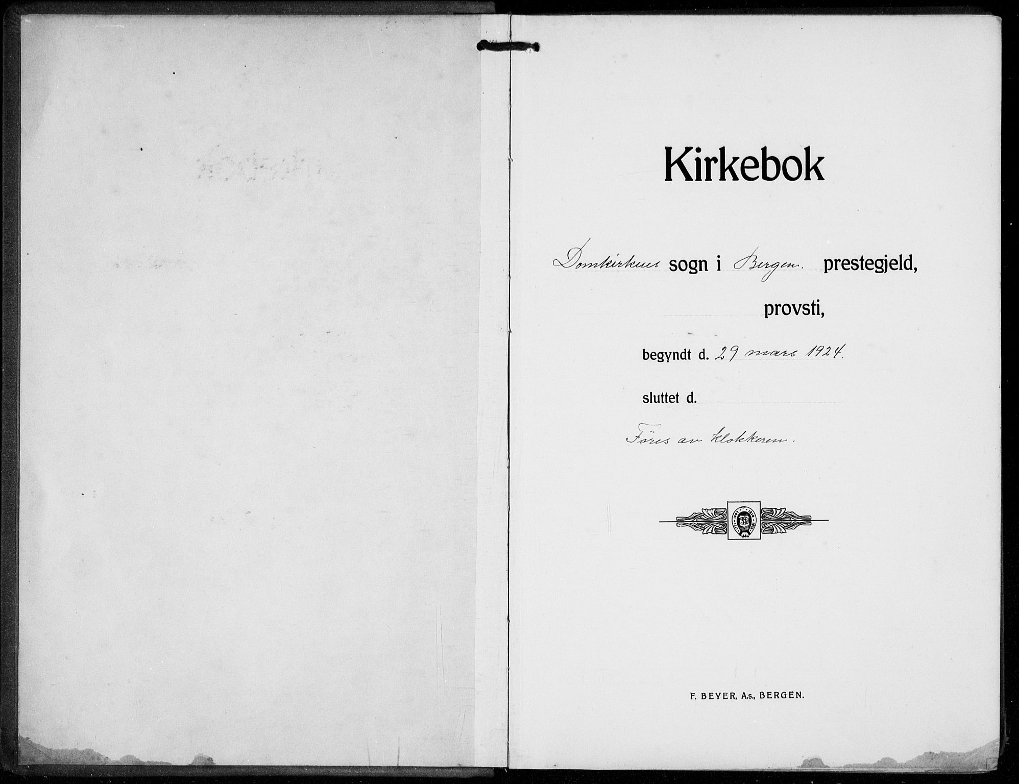 Domkirken sokneprestembete, AV/SAB-A-74801/H/Hab/L0034: Klokkerbok nr. D 6, 1924-1941