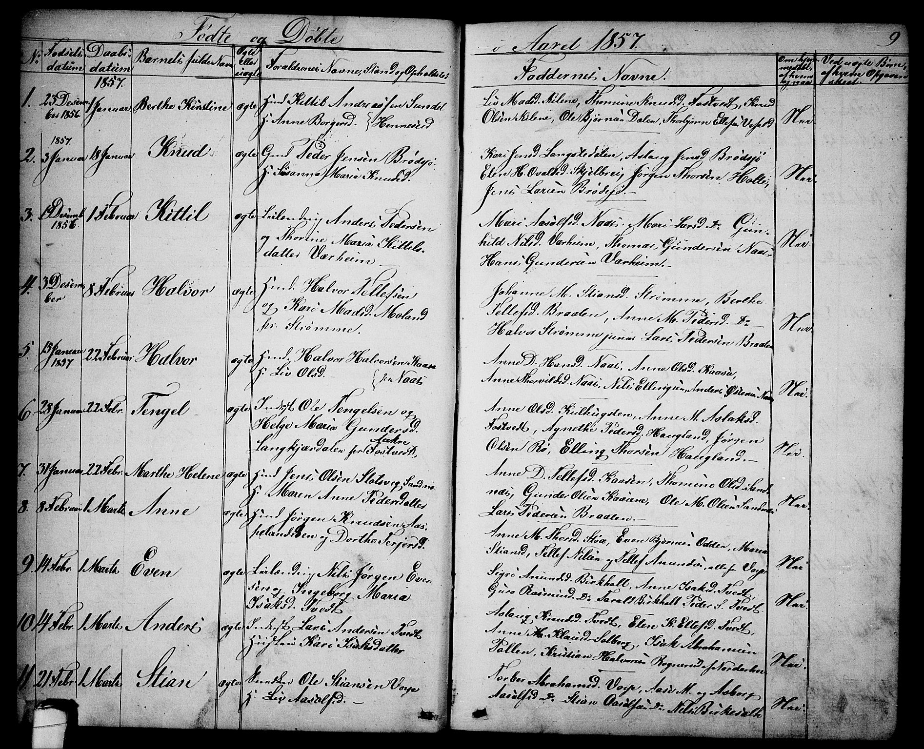 Drangedal kirkebøker, AV/SAKO-A-258/G/Ga/L0002: Klokkerbok nr. I 2, 1856-1887, s. 9