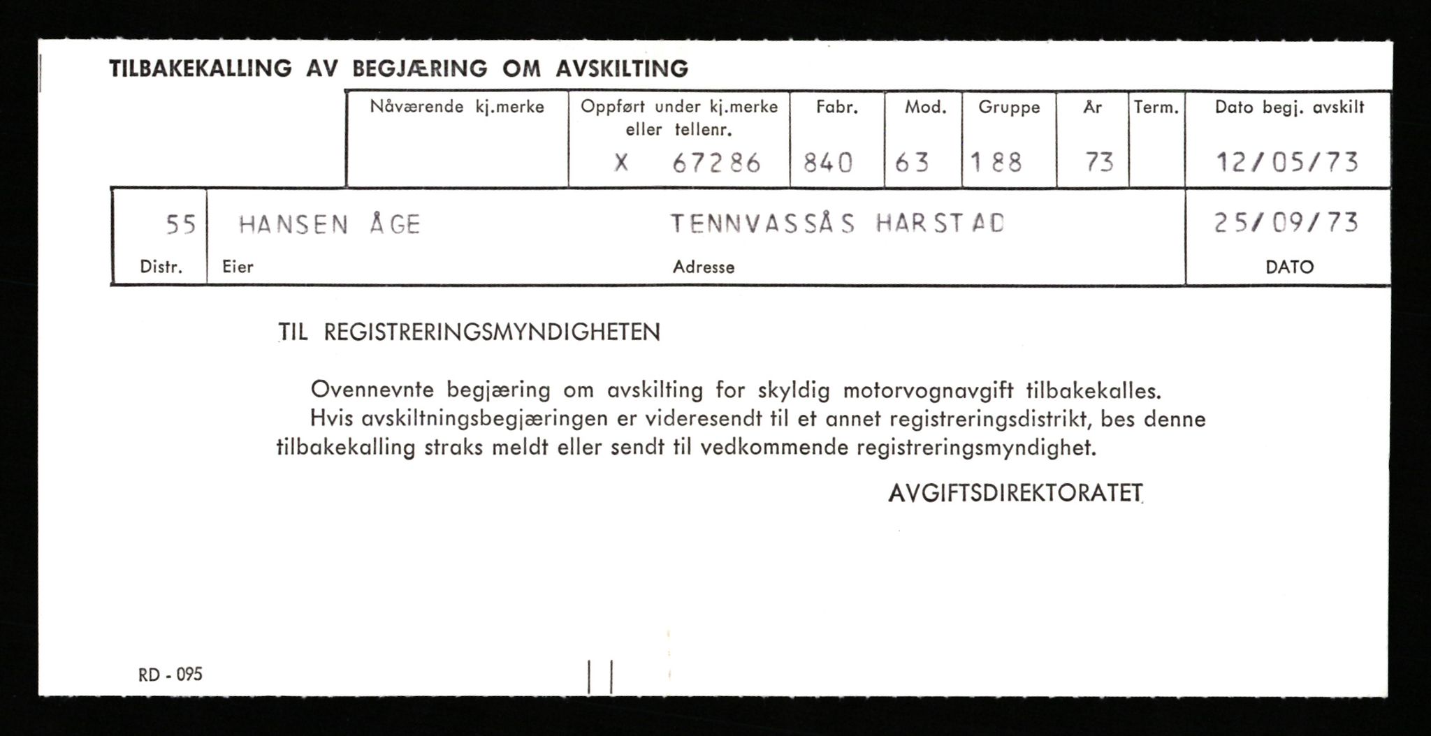 Stavanger trafikkstasjon, SAST/A-101942/0/G/L0007: Registreringsnummer: 49019 - 67460, 1930-1971, s. 3255