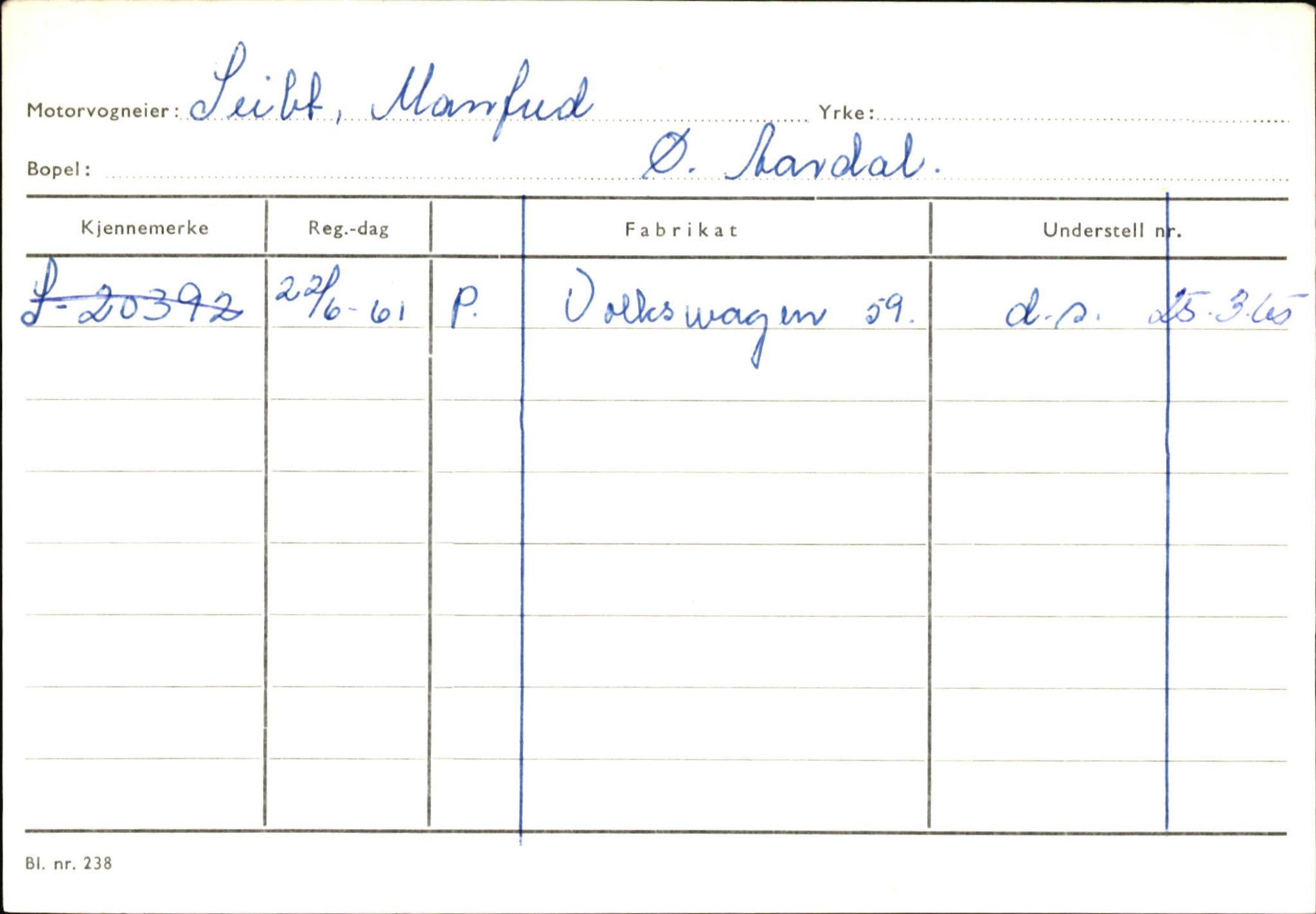 Statens vegvesen, Sogn og Fjordane vegkontor, SAB/A-5301/4/F/L0146: Registerkort Årdal R-Å samt diverse kort, 1945-1975, s. 242