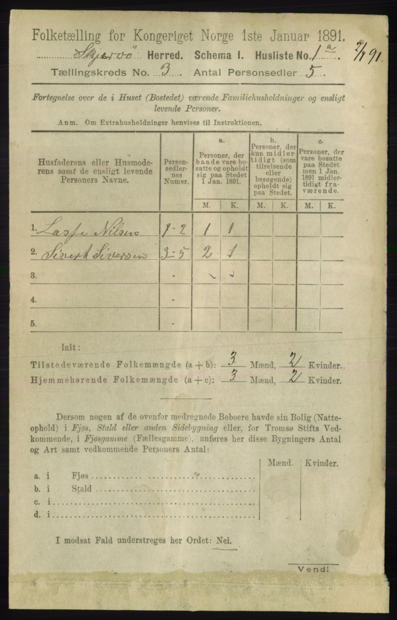 RA, Folketelling 1891 for 1941 Skjervøy herred, 1891, s. 1791