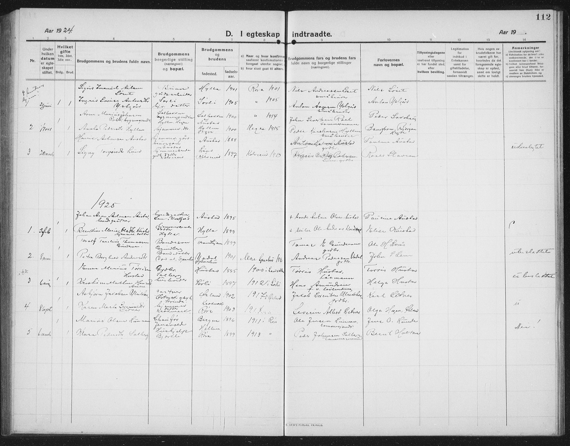 Ministerialprotokoller, klokkerbøker og fødselsregistre - Nord-Trøndelag, AV/SAT-A-1458/731/L0312: Klokkerbok nr. 731C03, 1911-1935, s. 112