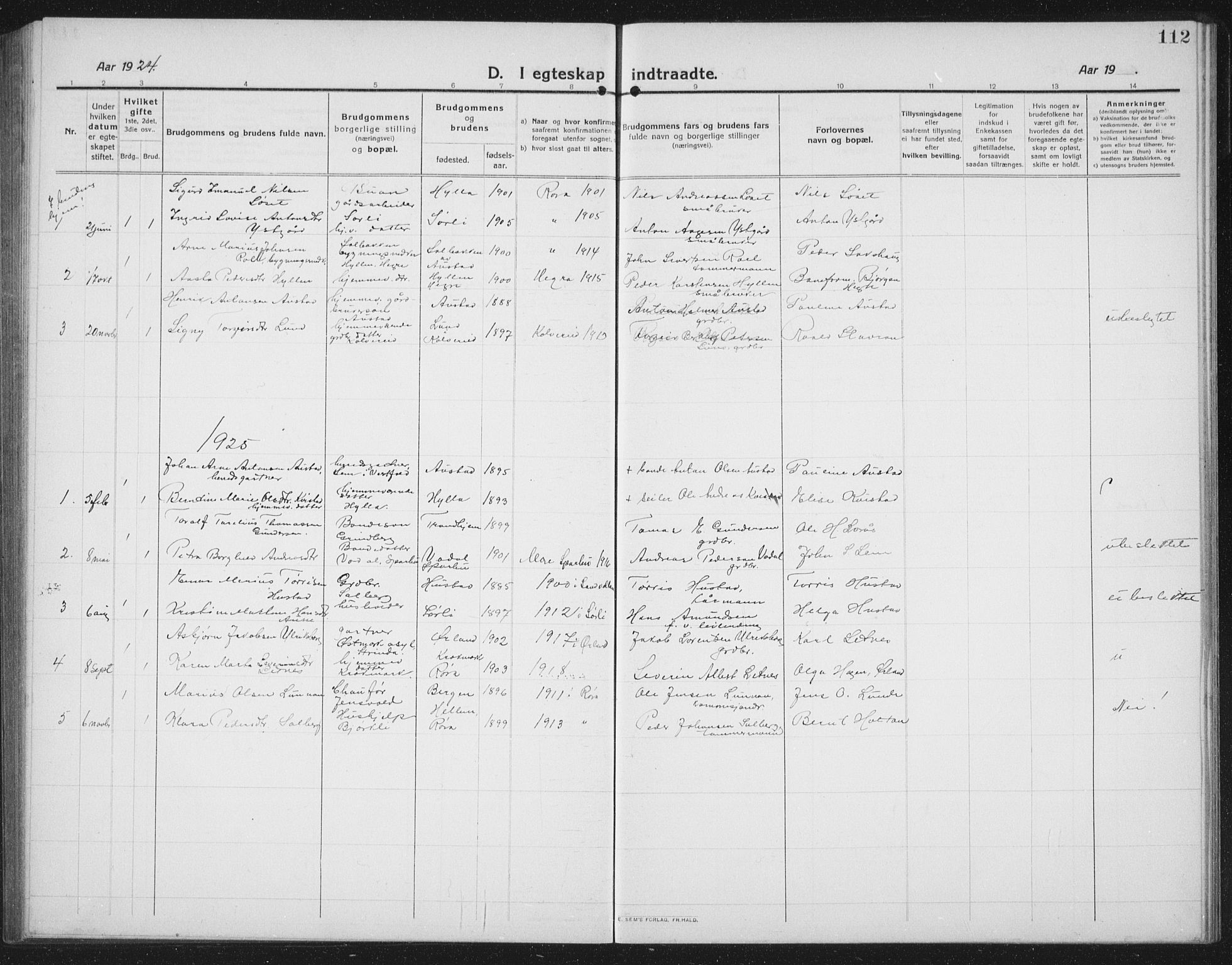 Ministerialprotokoller, klokkerbøker og fødselsregistre - Nord-Trøndelag, SAT/A-1458/731/L0312: Klokkerbok nr. 731C03, 1911-1935, s. 112