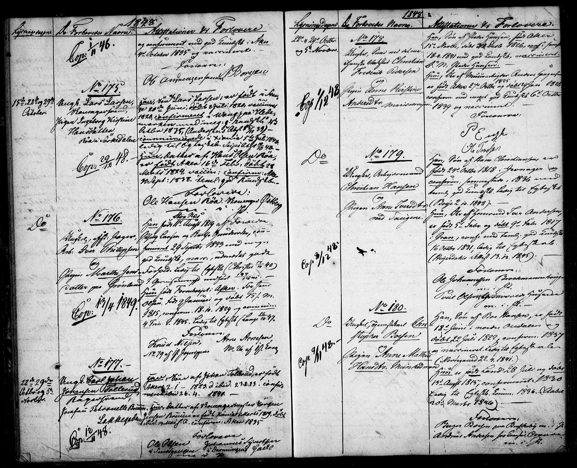 Aker prestekontor kirkebøker, AV/SAO-A-10861/H/L0004: Lysningsprotokoll nr. 4, 1848-1853