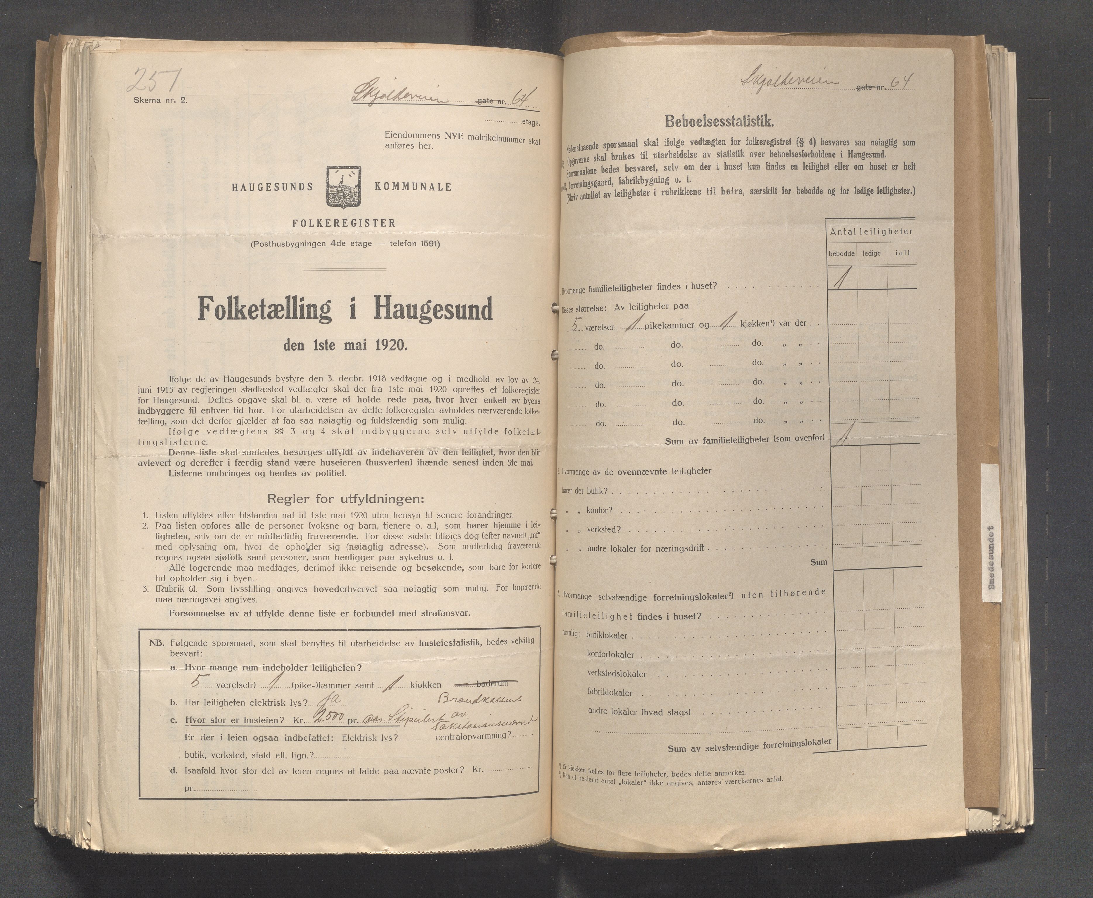 IKAR, Kommunal folketelling 1.5.1920 for Haugesund, 1920, s. 3936