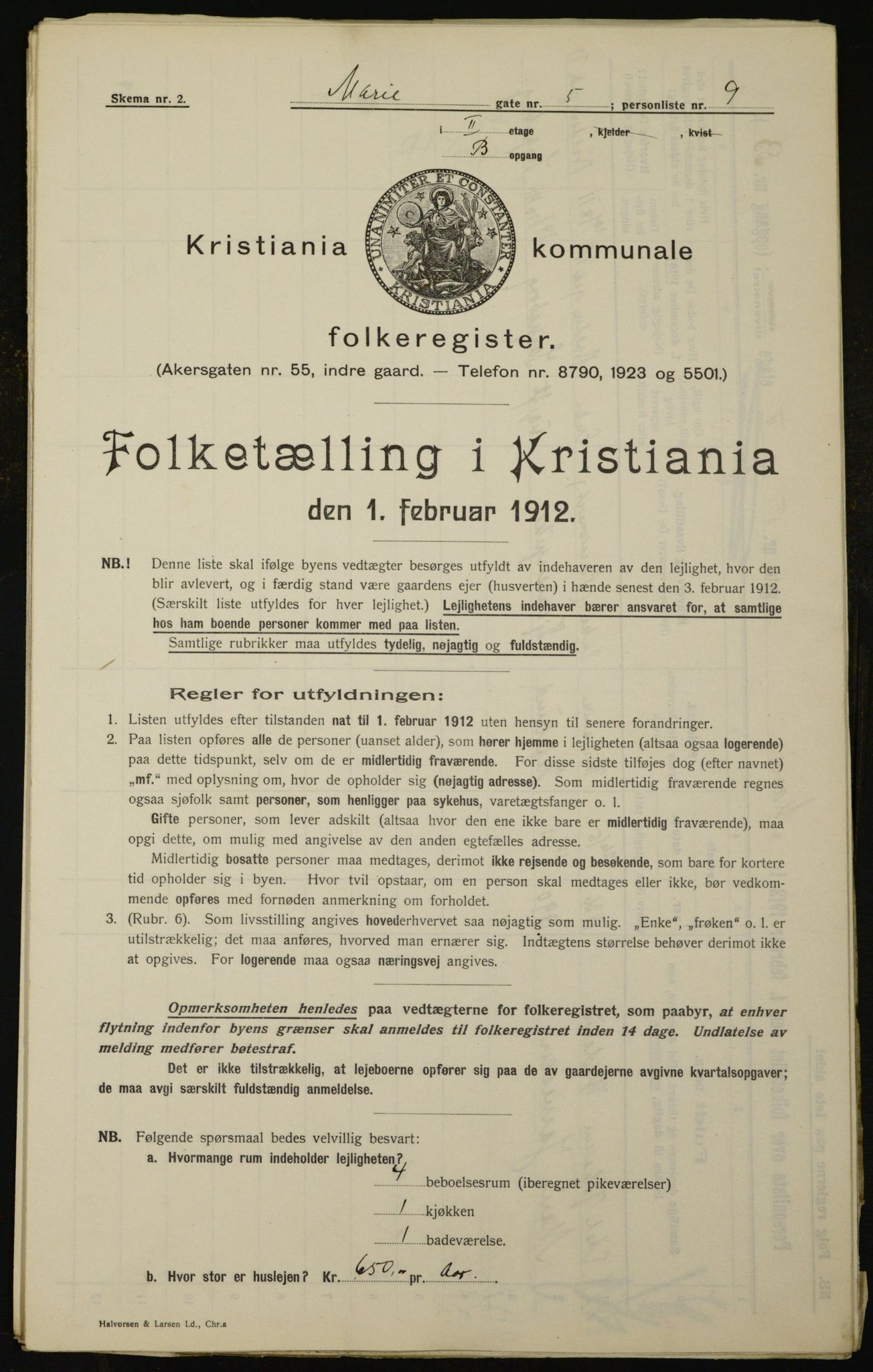 OBA, Kommunal folketelling 1.2.1912 for Kristiania, 1912, s. 63238