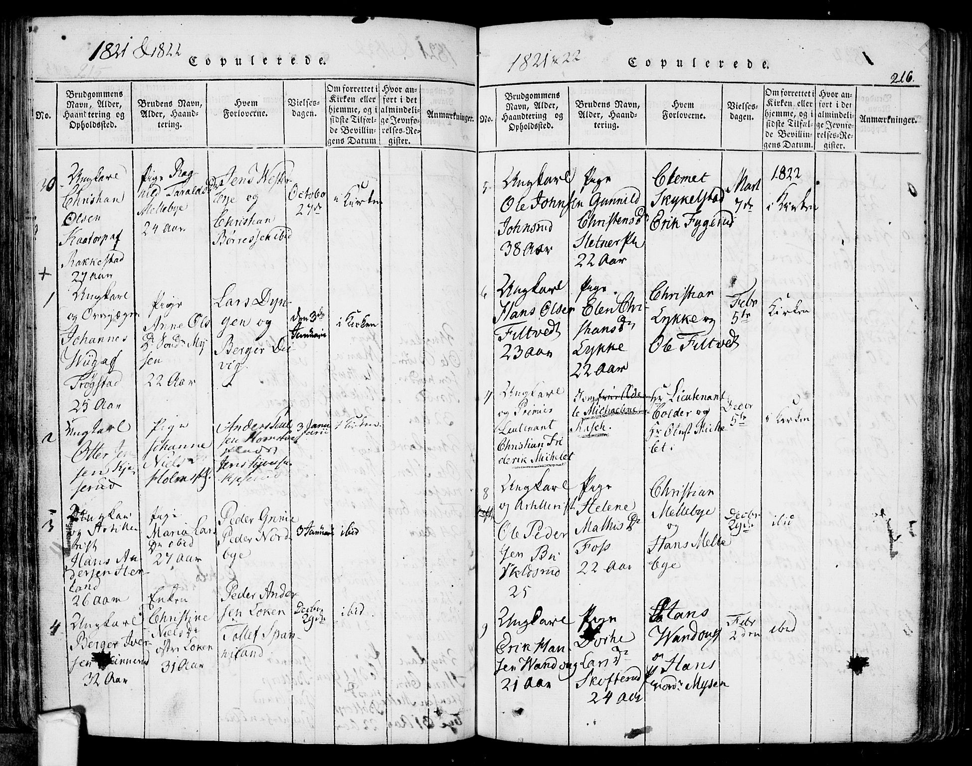 Eidsberg prestekontor Kirkebøker, AV/SAO-A-10905/F/Fa/L0007: Ministerialbok nr. I 7, 1814-1832, s. 216