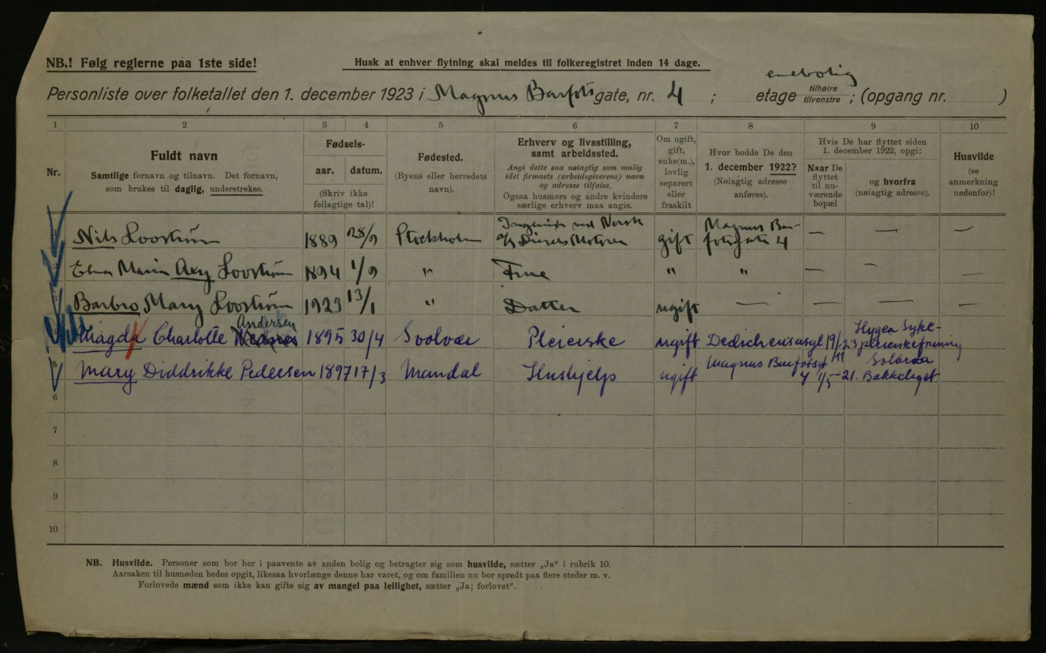 OBA, Kommunal folketelling 1.12.1923 for Kristiania, 1923, s. 65646