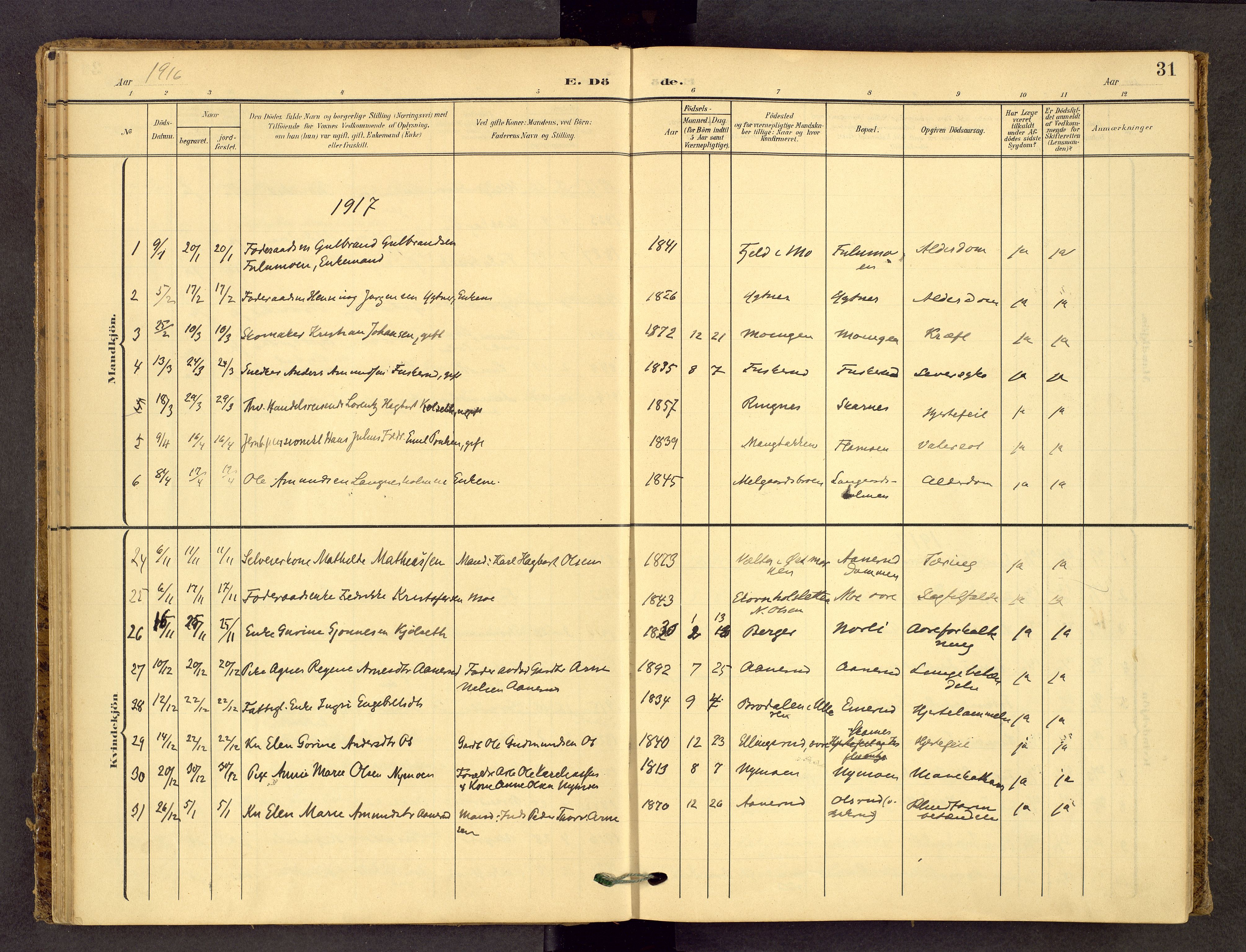 Sør-Odal prestekontor, SAH/PREST-030/H/Ha/Haa/L0010: Ministerialbok nr. 10, 1907-1968, s. 31