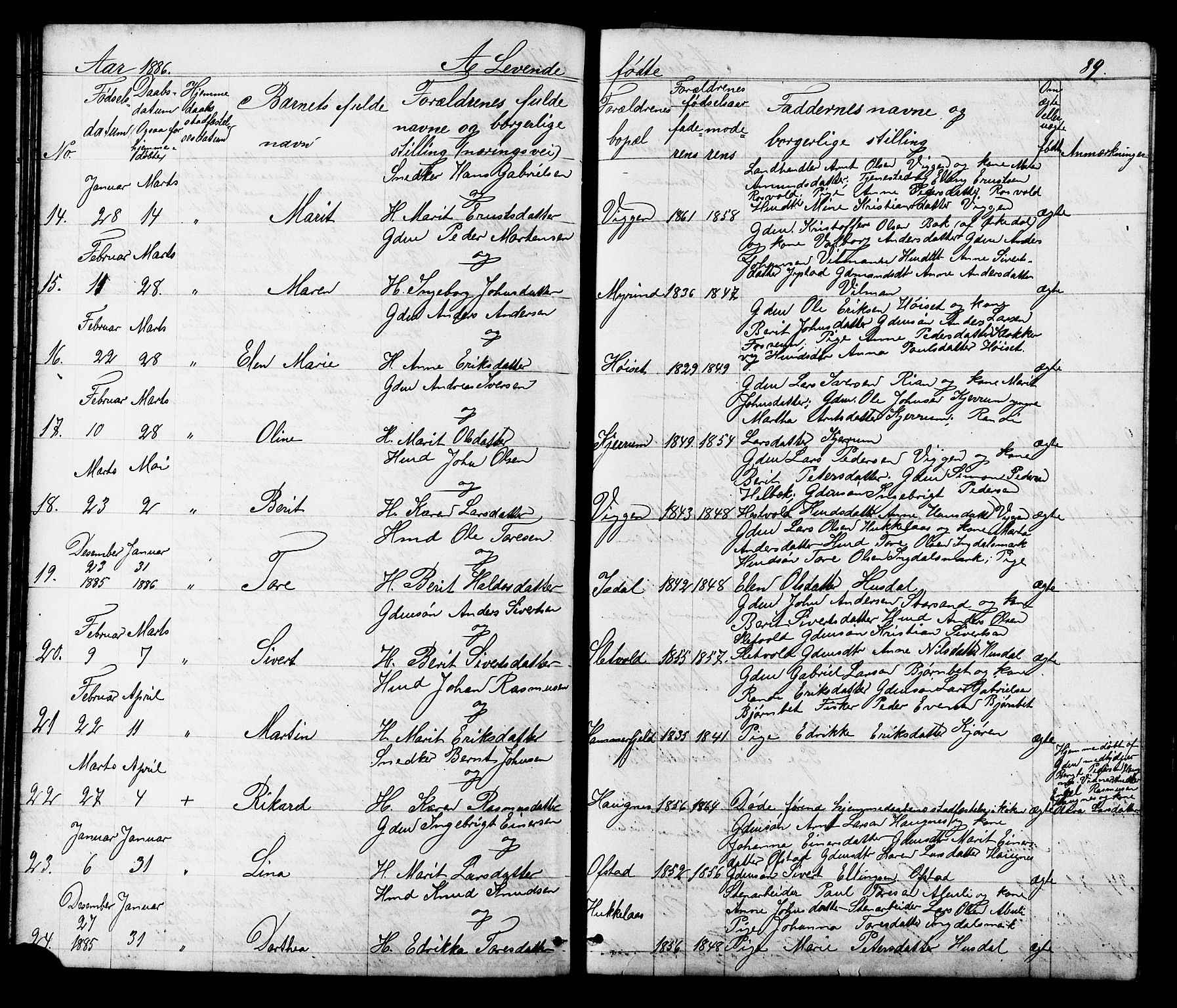 Ministerialprotokoller, klokkerbøker og fødselsregistre - Sør-Trøndelag, AV/SAT-A-1456/665/L0777: Klokkerbok nr. 665C02, 1867-1915, s. 89