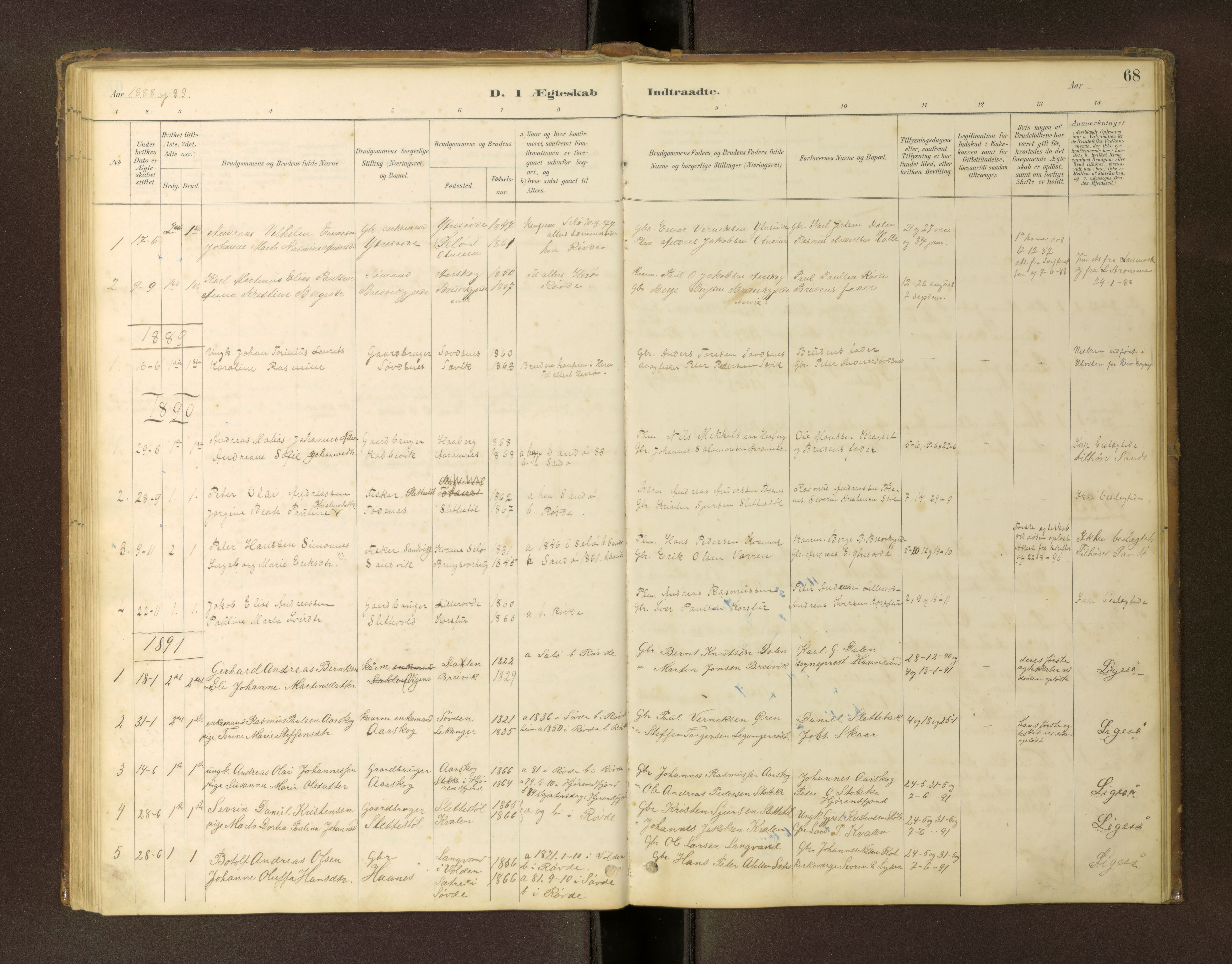 Ministerialprotokoller, klokkerbøker og fødselsregistre - Møre og Romsdal, AV/SAT-A-1454/504/L0060: Klokkerbok nr. 504C02, 1884-1903, s. 68