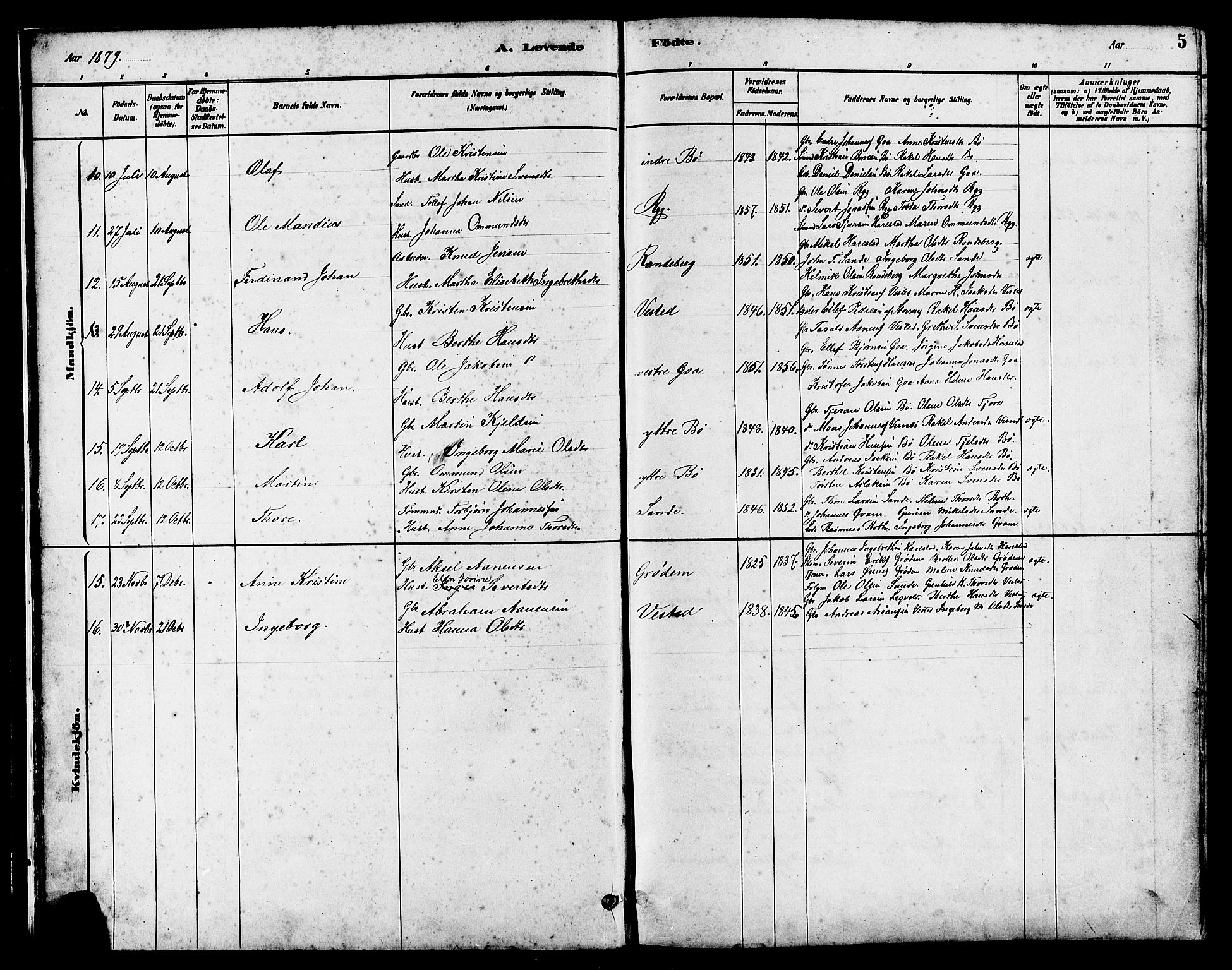 Hetland sokneprestkontor, AV/SAST-A-101826/30/30BB/L0006: Klokkerbok nr. B 6, 1878-1921, s. 5