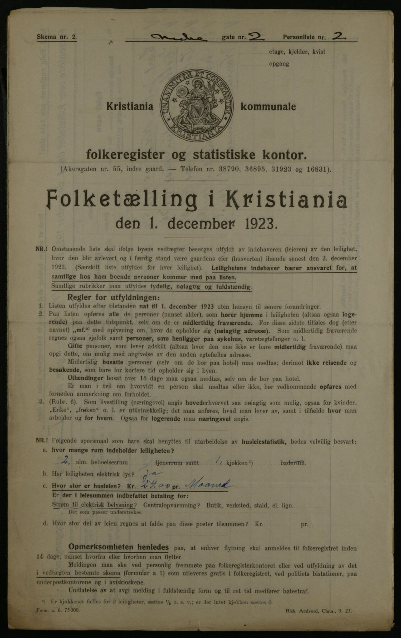 OBA, Kommunal folketelling 1.12.1923 for Kristiania, 1923, s. 76136