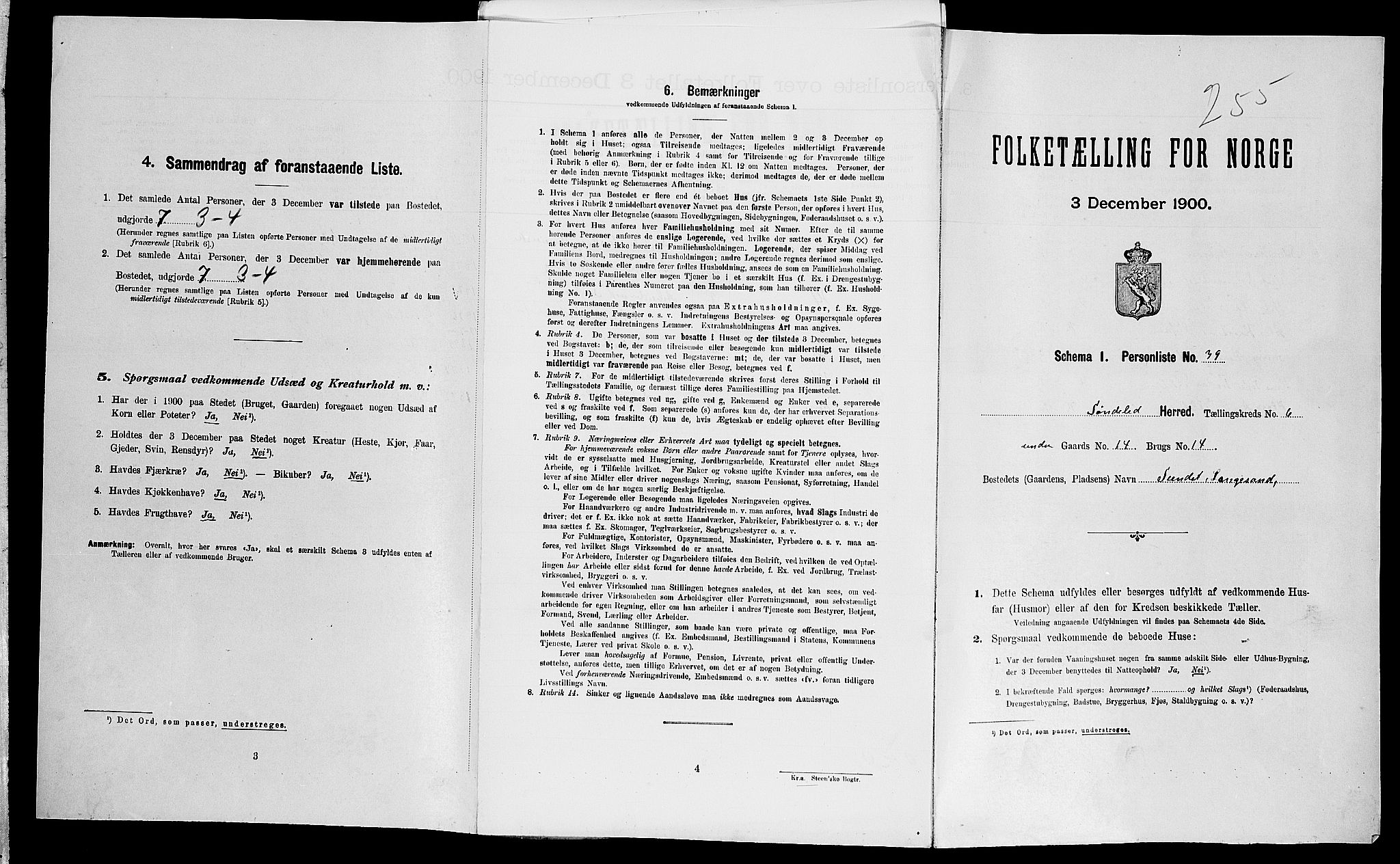 SAK, Folketelling 1900 for 0913 Søndeled herred, 1900, s. 719