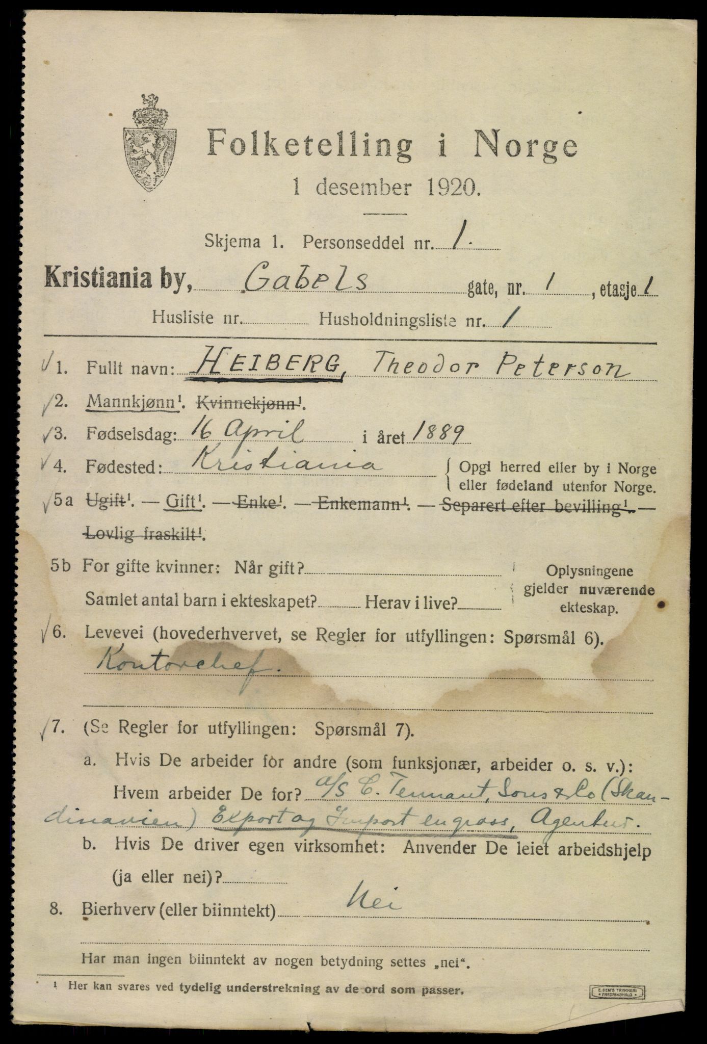 SAO, Folketelling 1920 for 0301 Kristiania kjøpstad, 1920, s. 245667