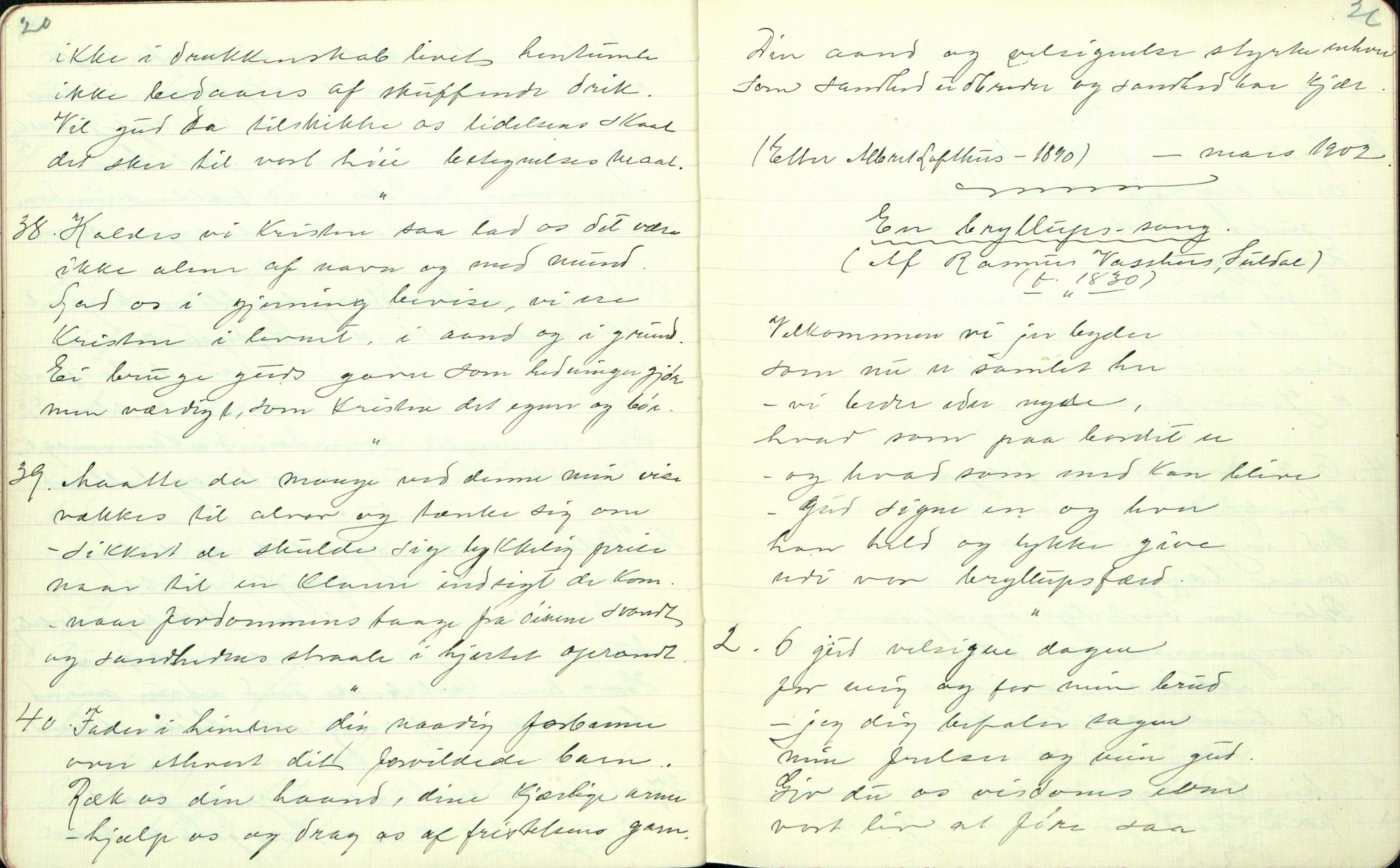 Rikard Berge, TEMU/TGM-A-1003/F/L0001/0015: 001-030 Innholdslister / 11. Visur - eldre og nyare, 1902, s. 20-21