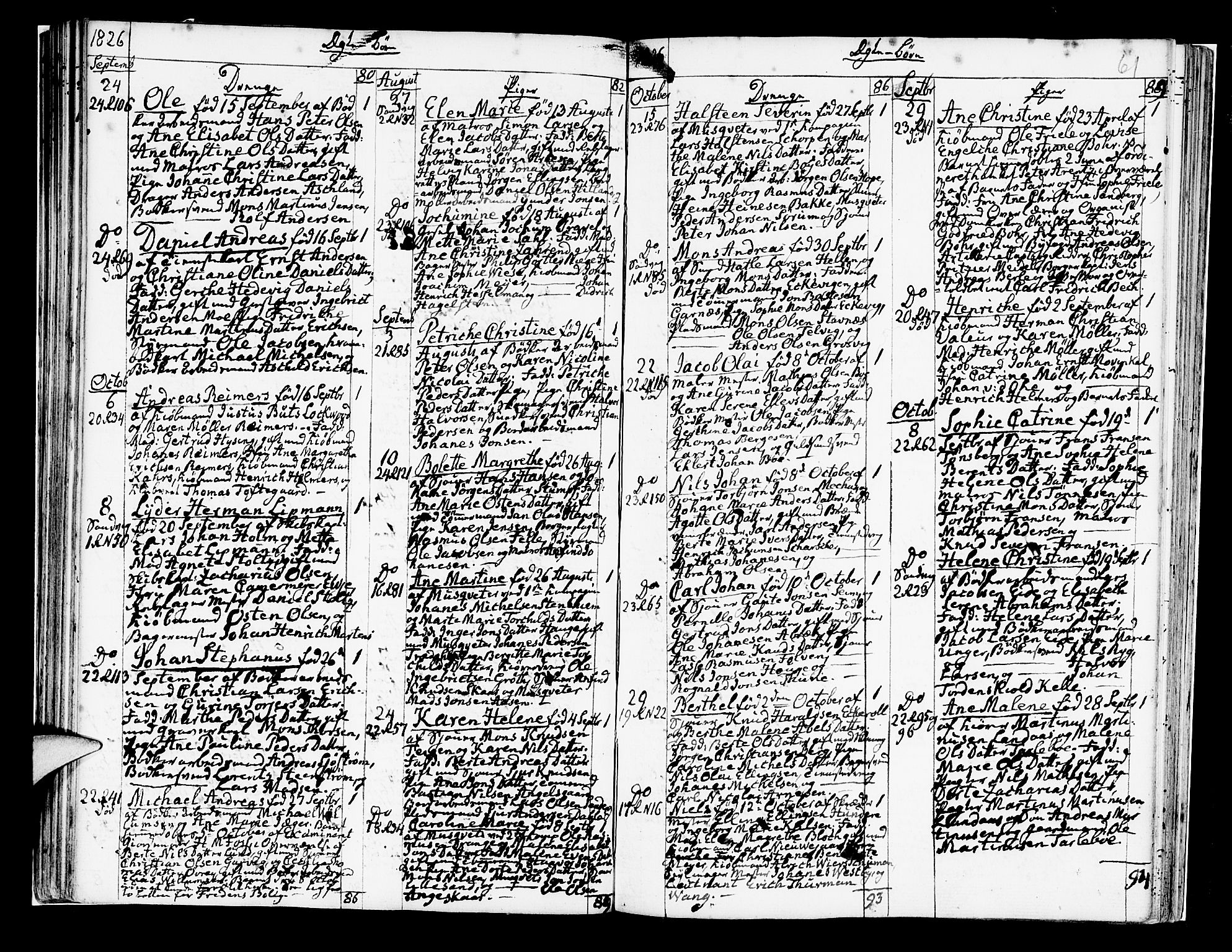 Korskirken sokneprestembete, AV/SAB-A-76101/H/Hab: Klokkerbok nr. A 4, 1820-1832, s. 61