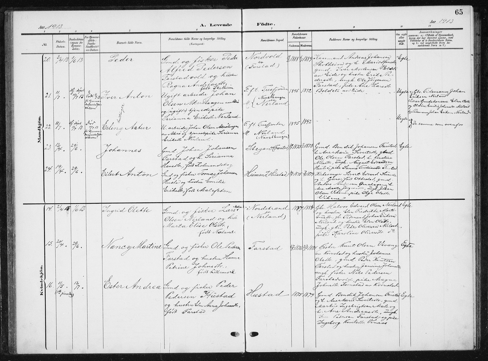 Ministerialprotokoller, klokkerbøker og fødselsregistre - Møre og Romsdal, AV/SAT-A-1454/567/L0784: Klokkerbok nr. 567C04, 1903-1938, s. 65