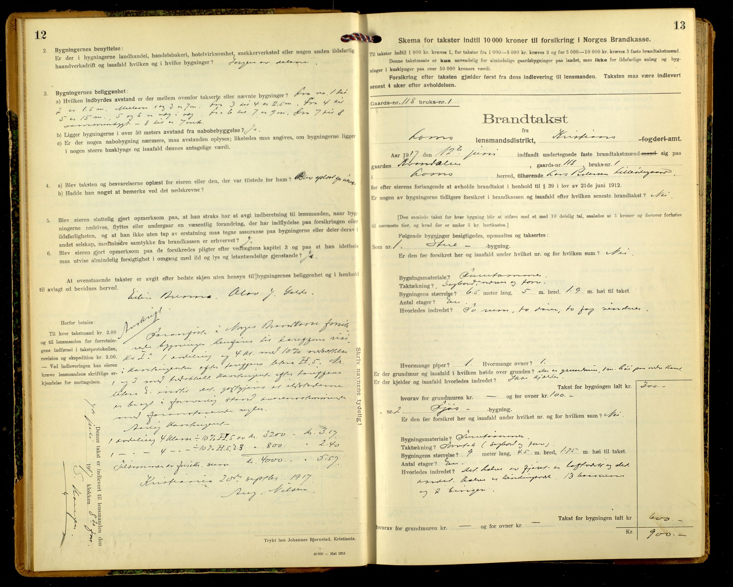Norges Brannkasse, Lom, AV/SAH-NBRANL-032/F/L0004: Branntakstprotokoll, 1917-1924