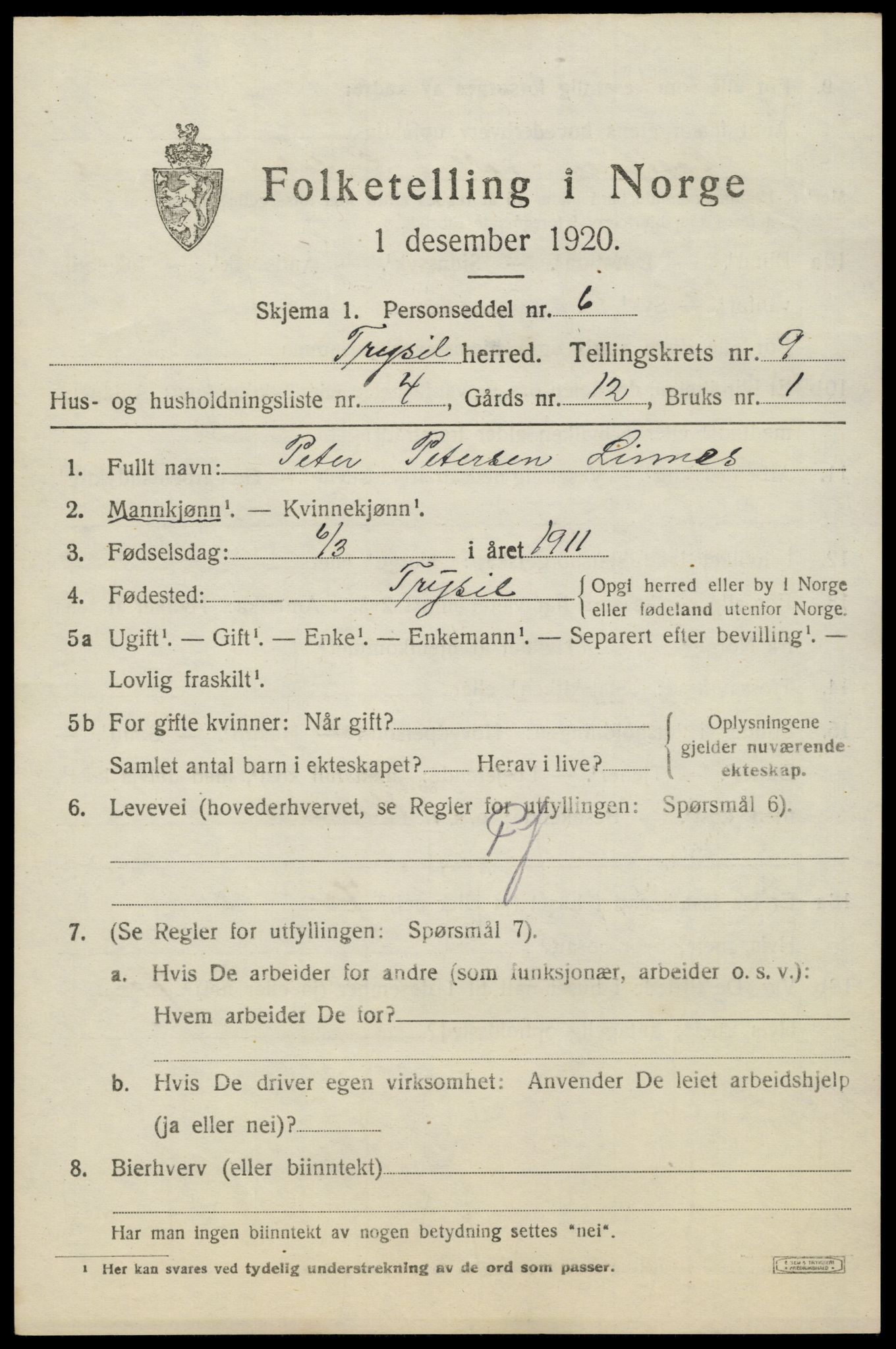 SAH, Folketelling 1920 for 0428 Trysil herred, 1920, s. 6603