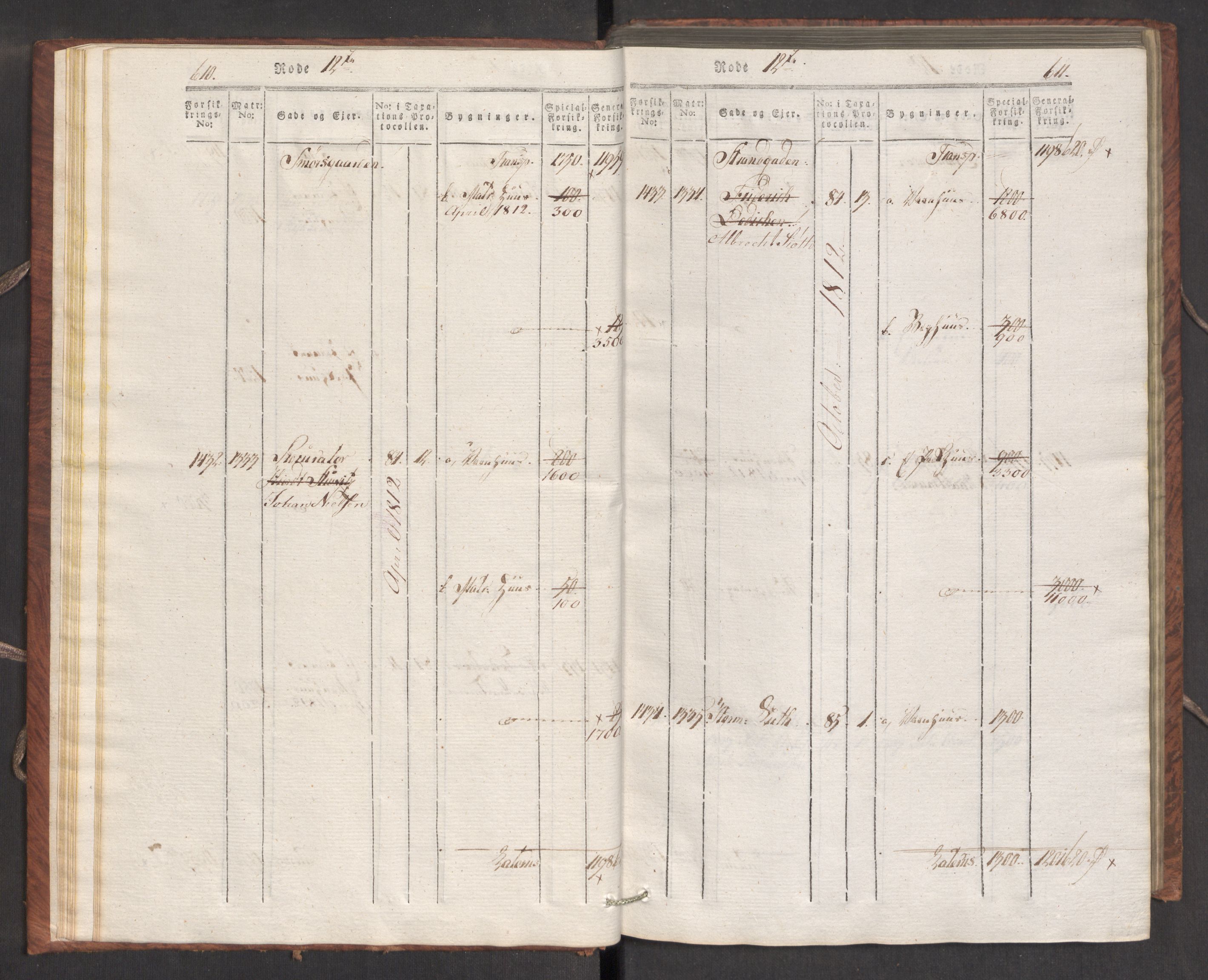 Kommersekollegiet, Brannforsikringskontoret 1767-1814, AV/RA-EA-5458/F/Fa/L0007/0002: Bergen / Branntakstprotokoll, 1807-1817, s. 610-611