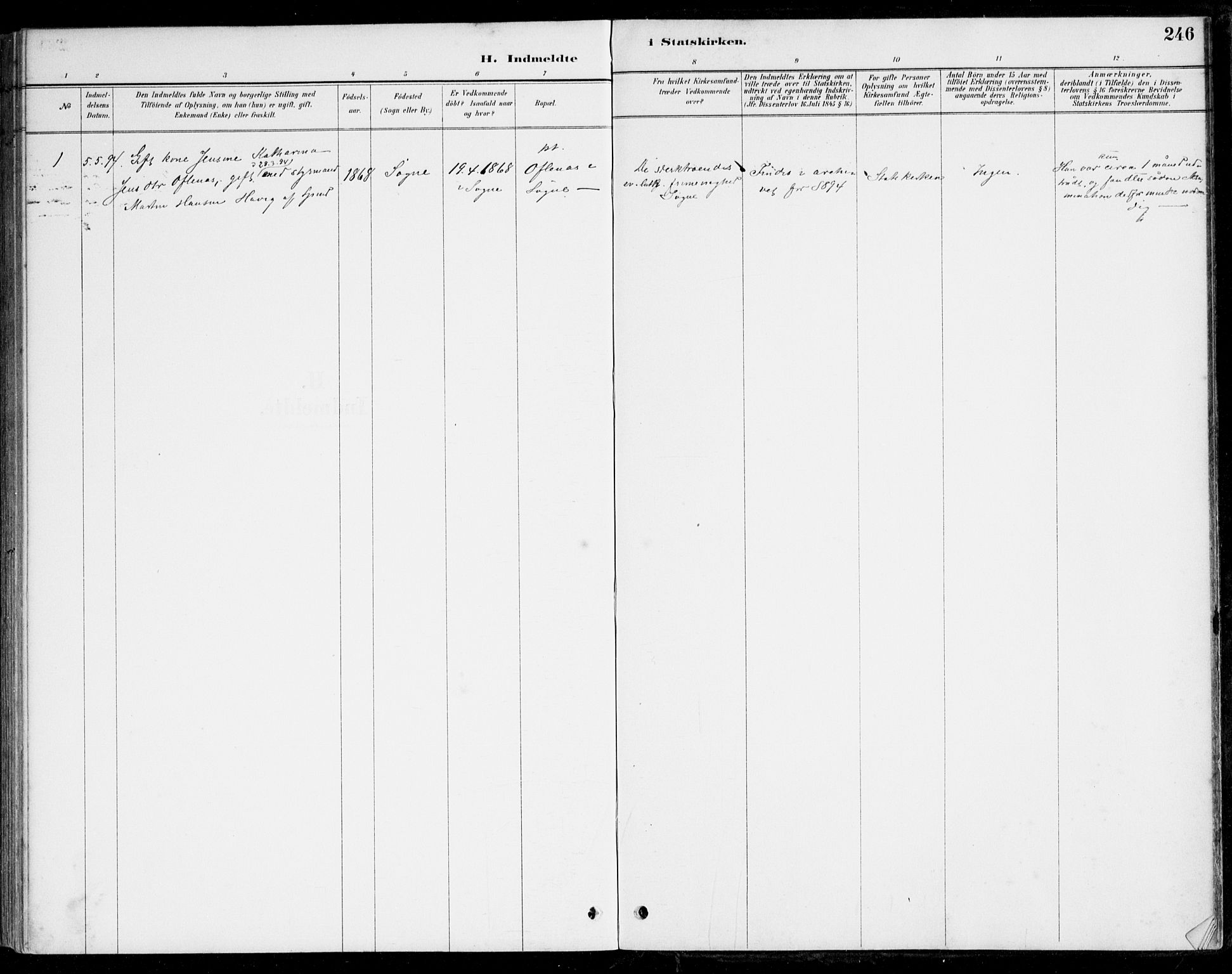 Herad sokneprestkontor, AV/SAK-1111-0018/F/Fa/Fab/L0005: Ministerialbok nr. A 5, 1886-1913, s. 246