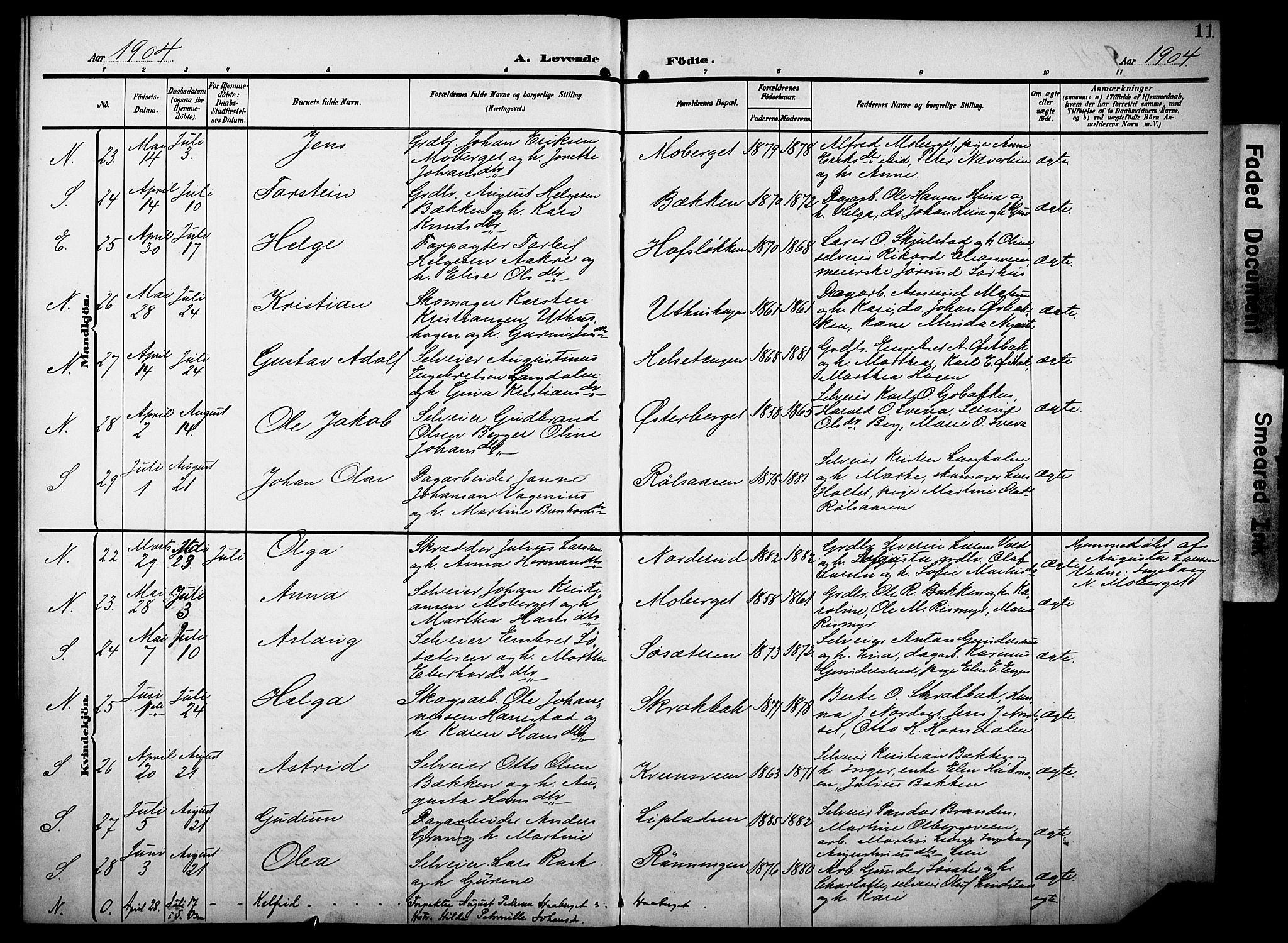 Elverum prestekontor, AV/SAH-PREST-044/H/Ha/Haa/L0016: Ministerialbok nr. 16, 1903-1912, s. 11